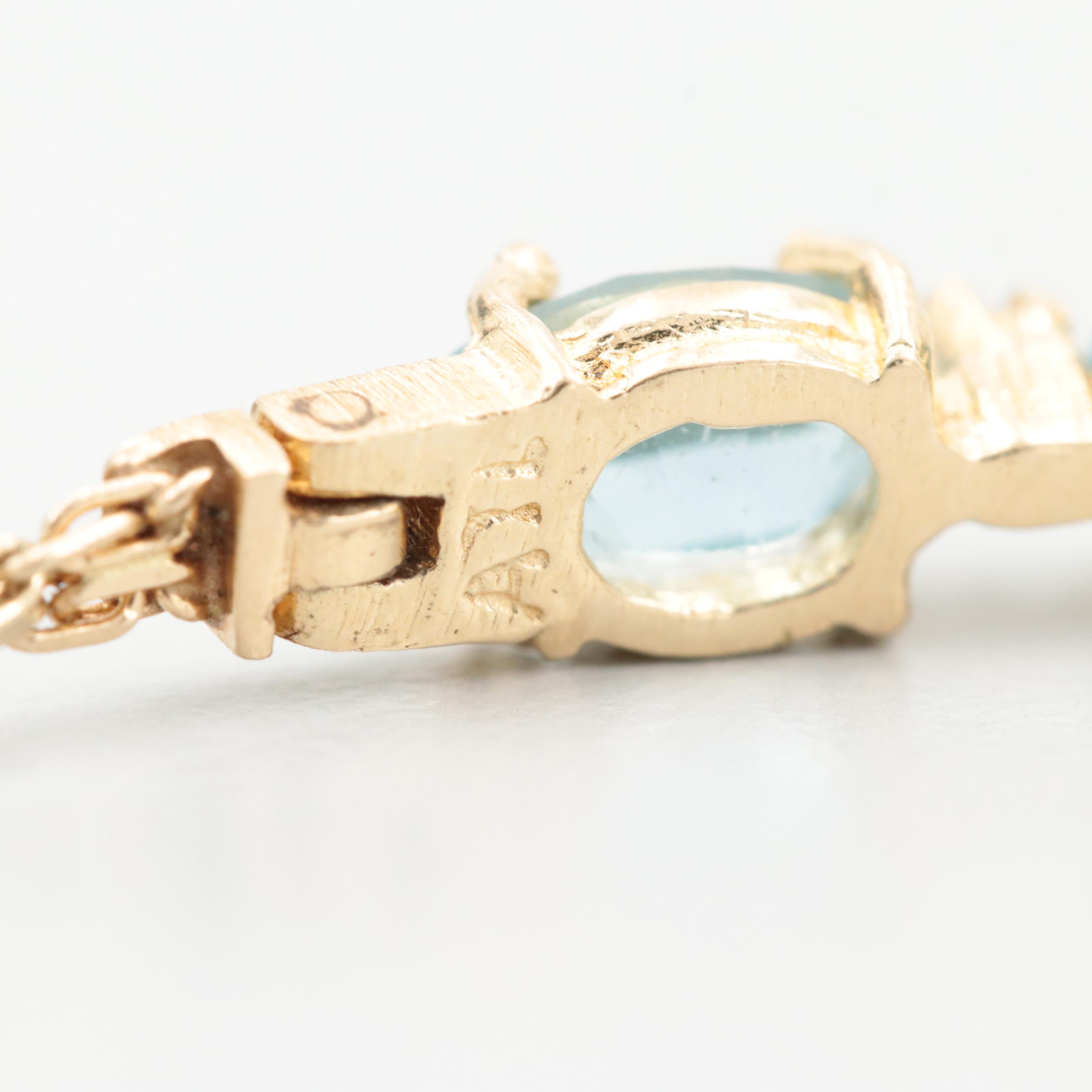 14K Yellow Gold Topaz and Diamond Bracelet