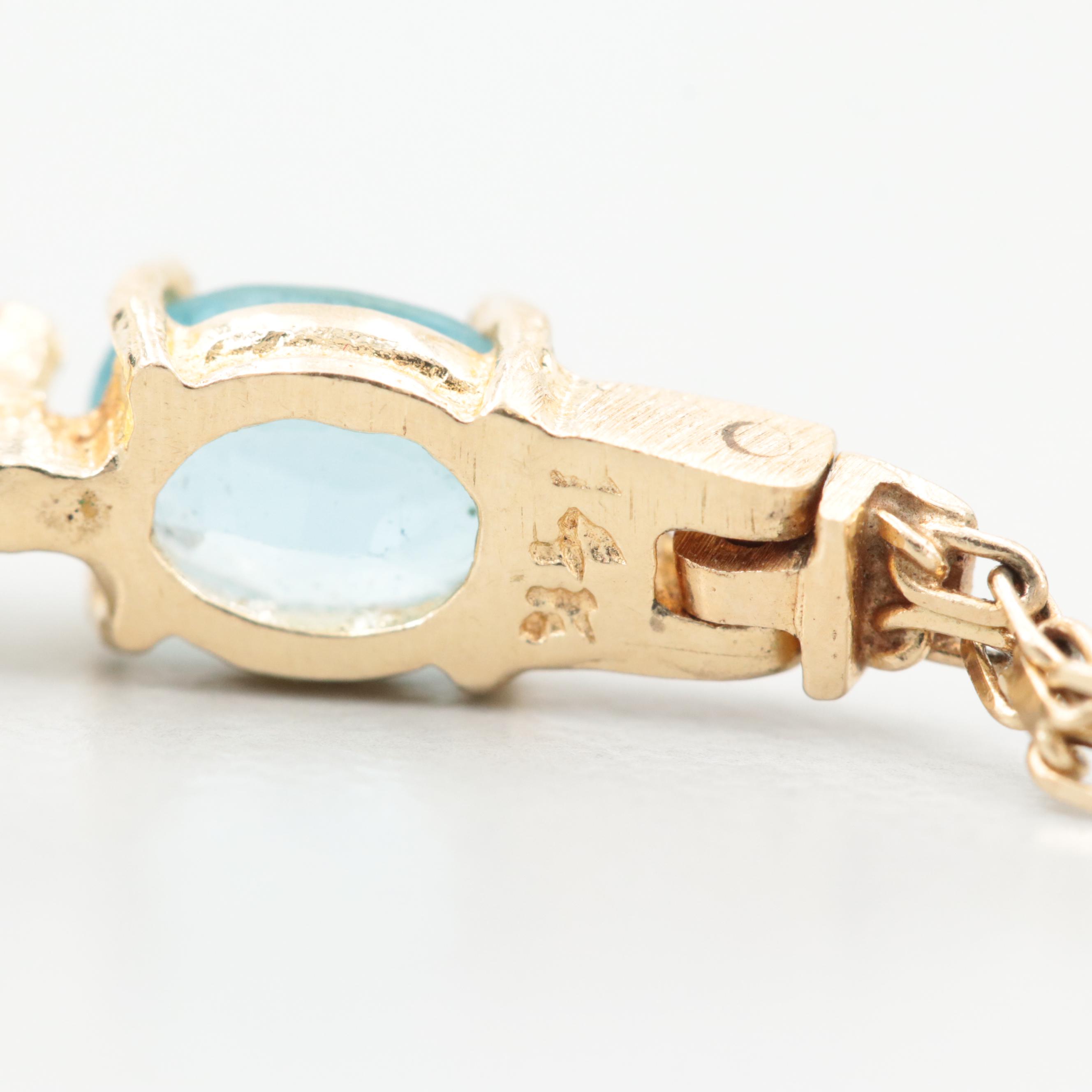 14K Yellow Gold Topaz and Diamond Bracelet