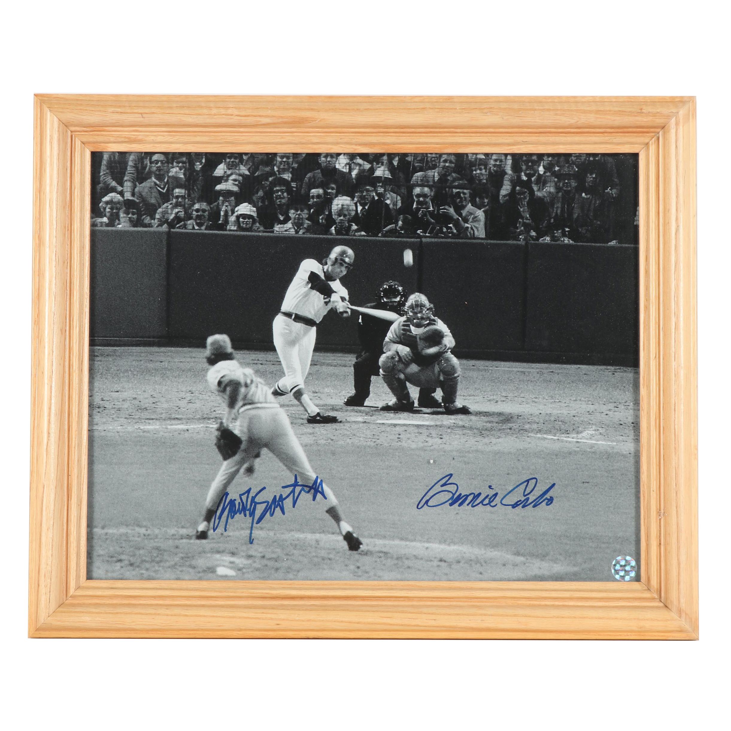 Bernie Carbo and Rawly Eastwick Autographed 1975 World Series Home Run Photo