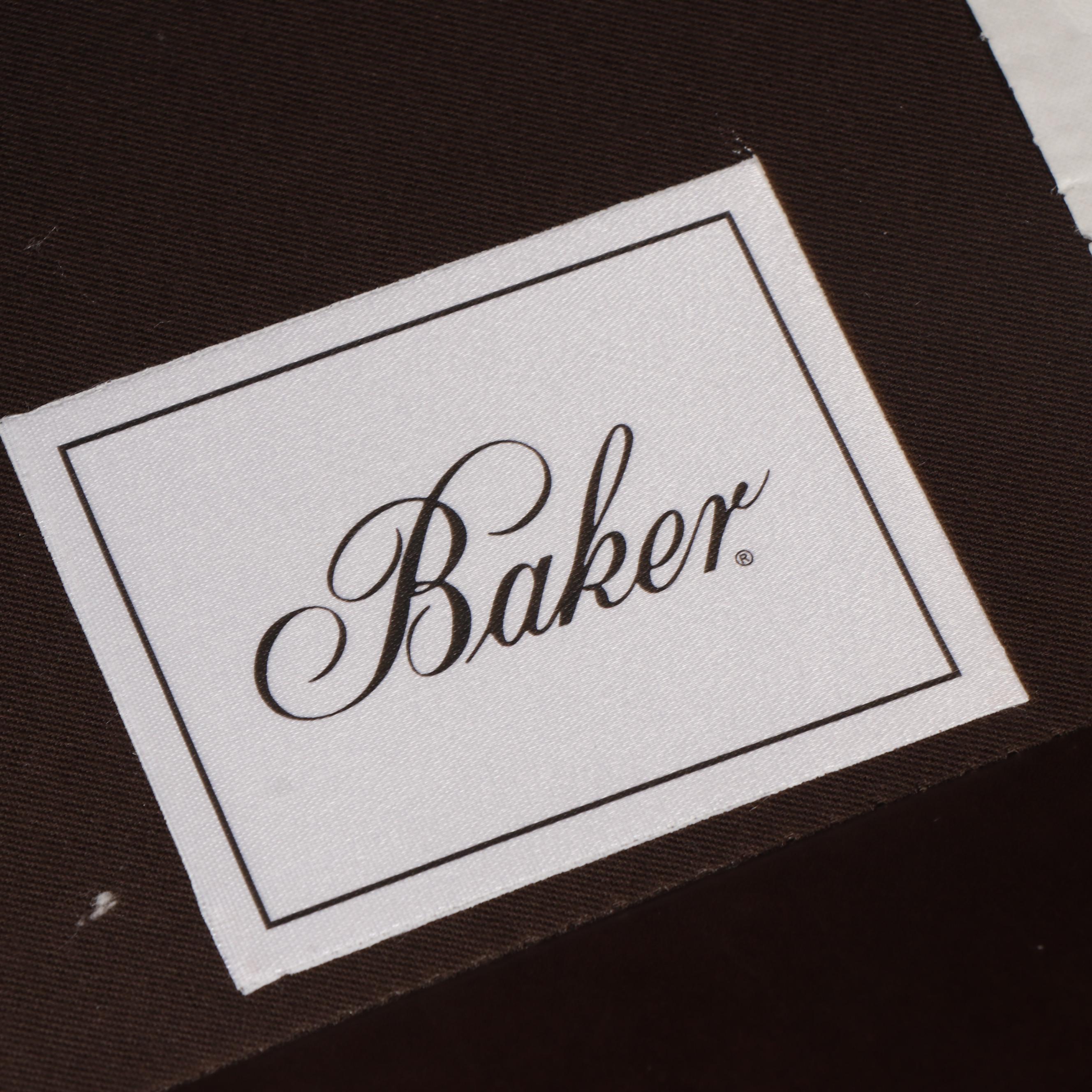 Pair of Baker Contemporary Modern Brown Leather Club Chairs