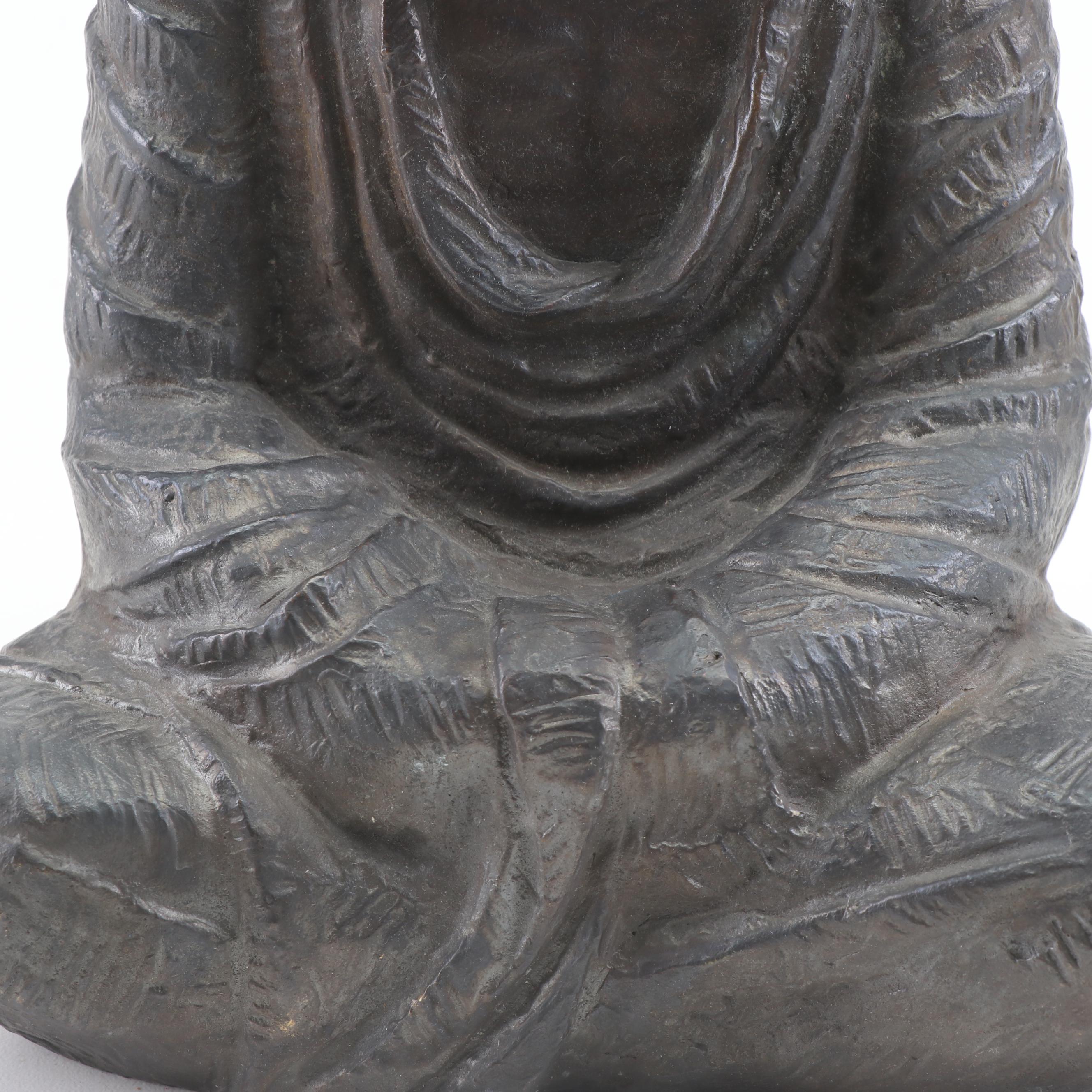 Chinese Cast Bronze Bodhidharma Statue