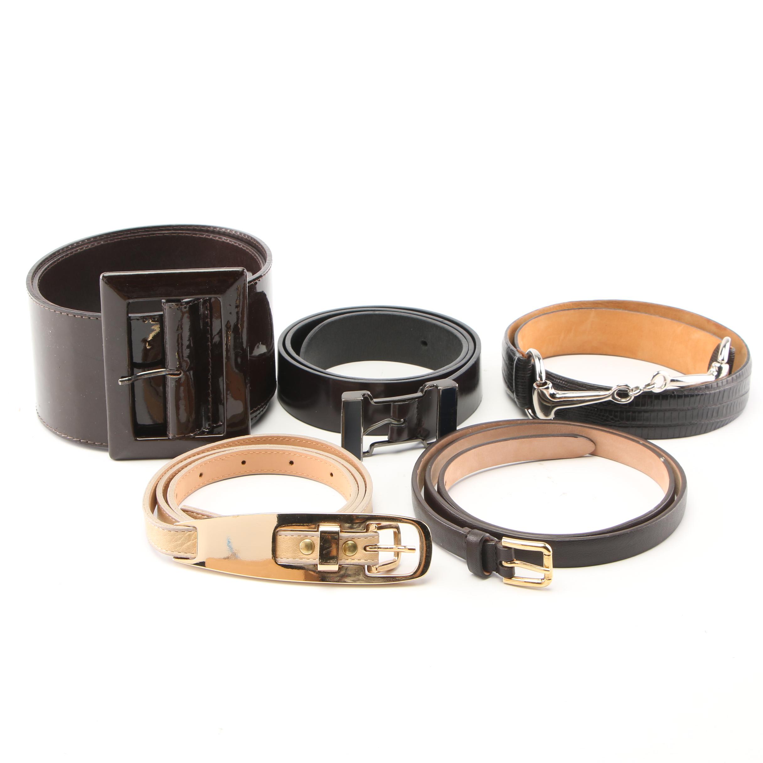 Inauthentic- Italian Leather Dress Belts Including Hermes and Prada