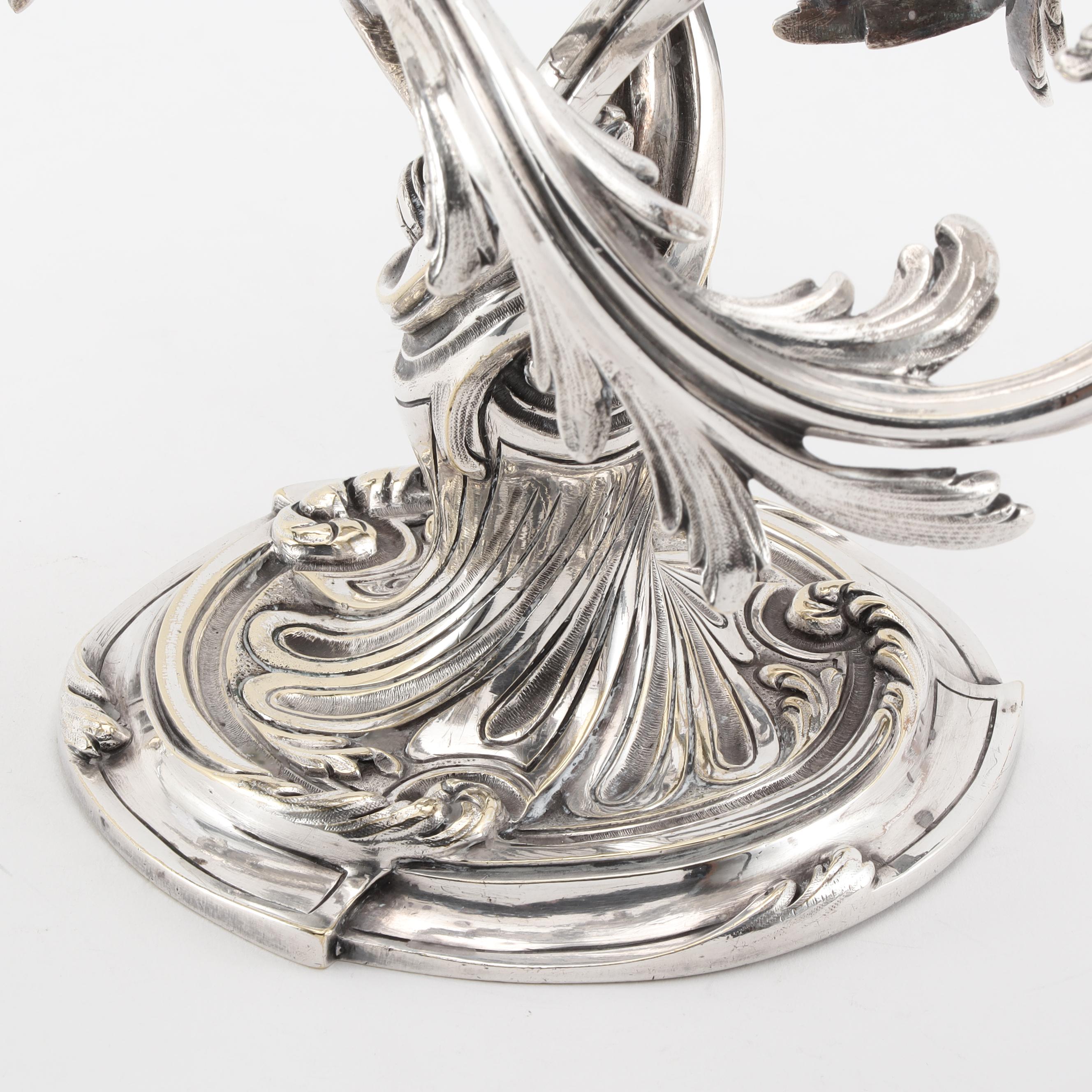 Christofle France "Trianon" Silver Plate Candelabra Pair, Early 20th C.