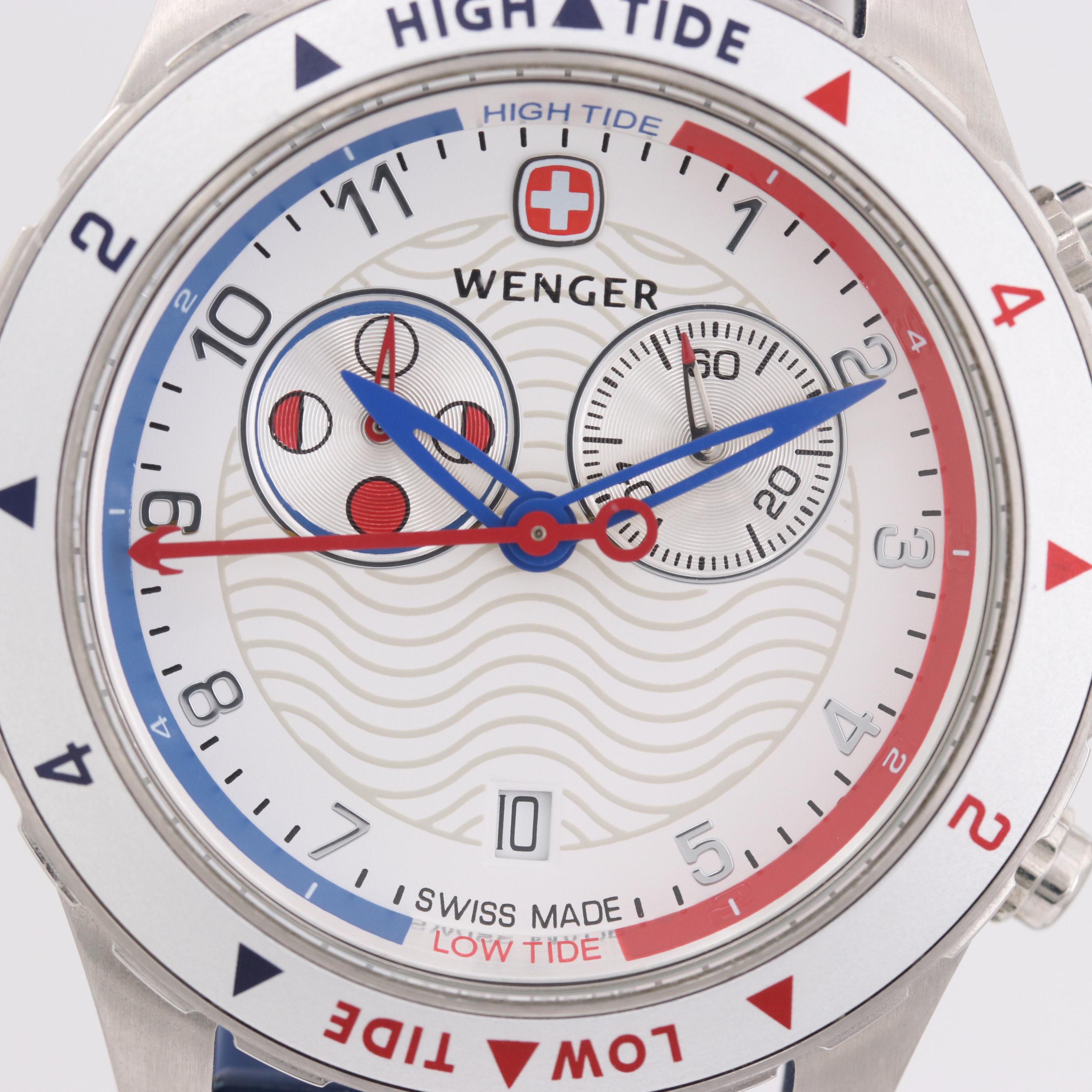 Wenger Tide Stainless Steel Quartz Watch With Moon Phase and Tide Indicator