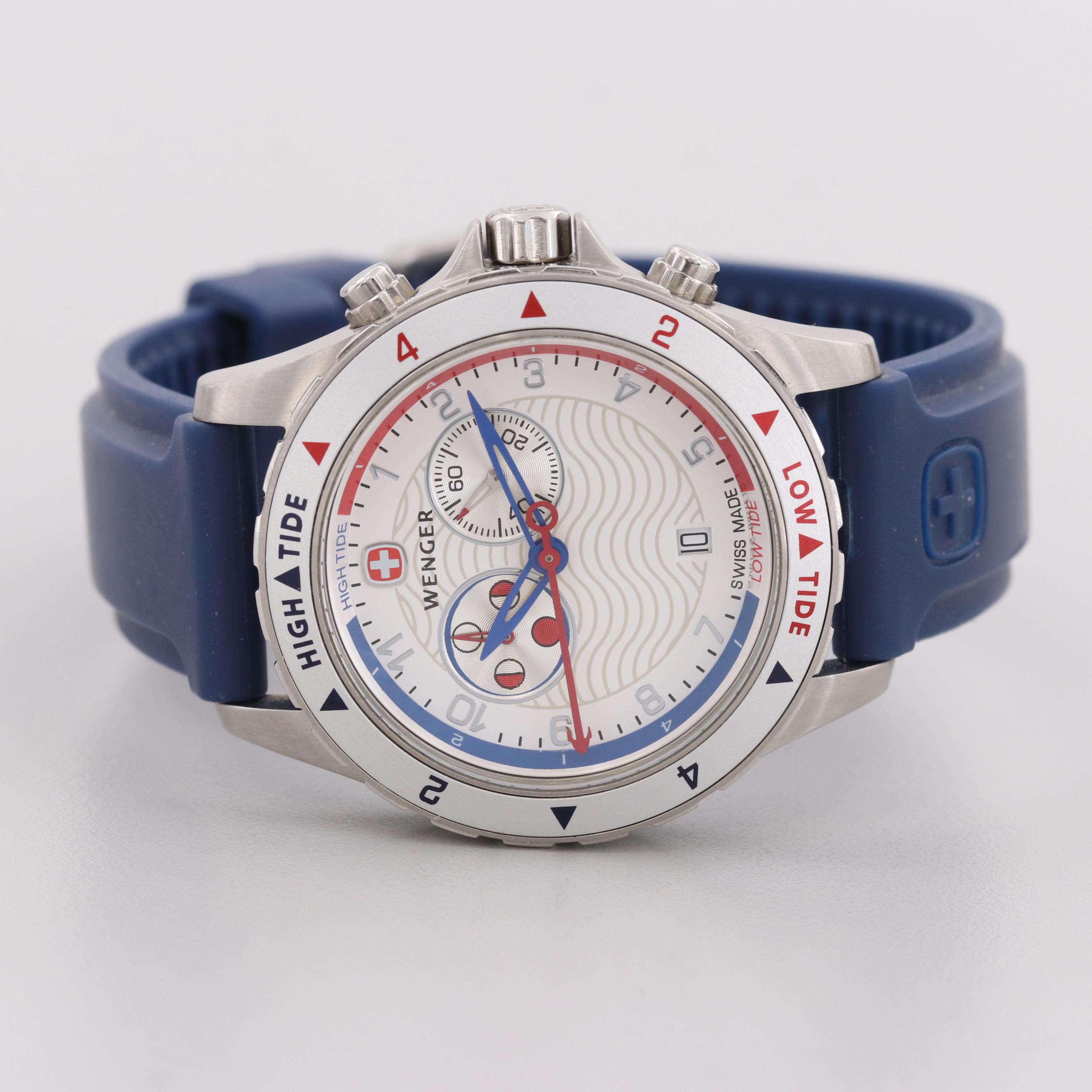 Wenger Tide Stainless Steel Quartz Watch With Moon Phase and Tide Indicator