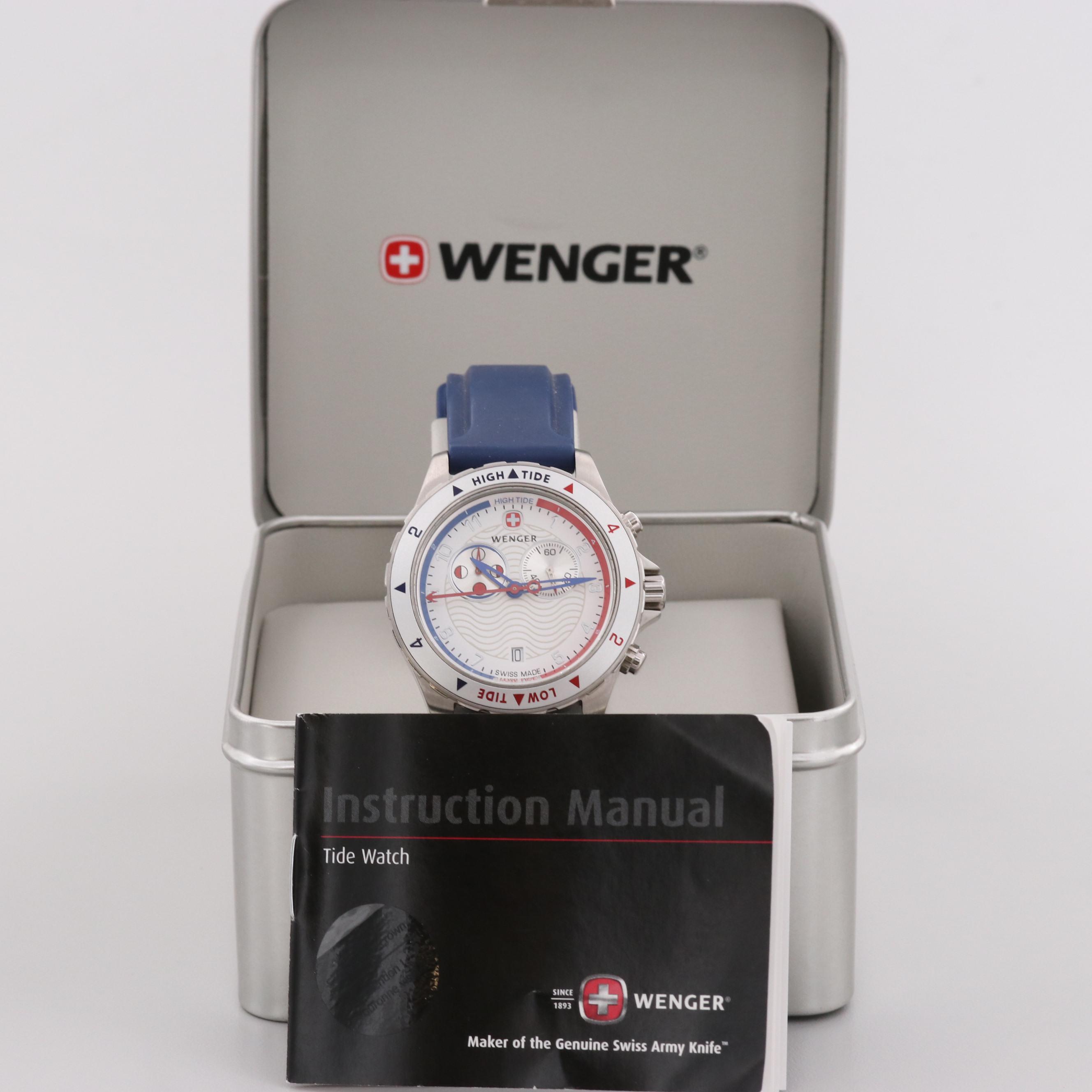 Wenger Tide Stainless Steel Quartz Watch With Moon Phase and Tide Indicator