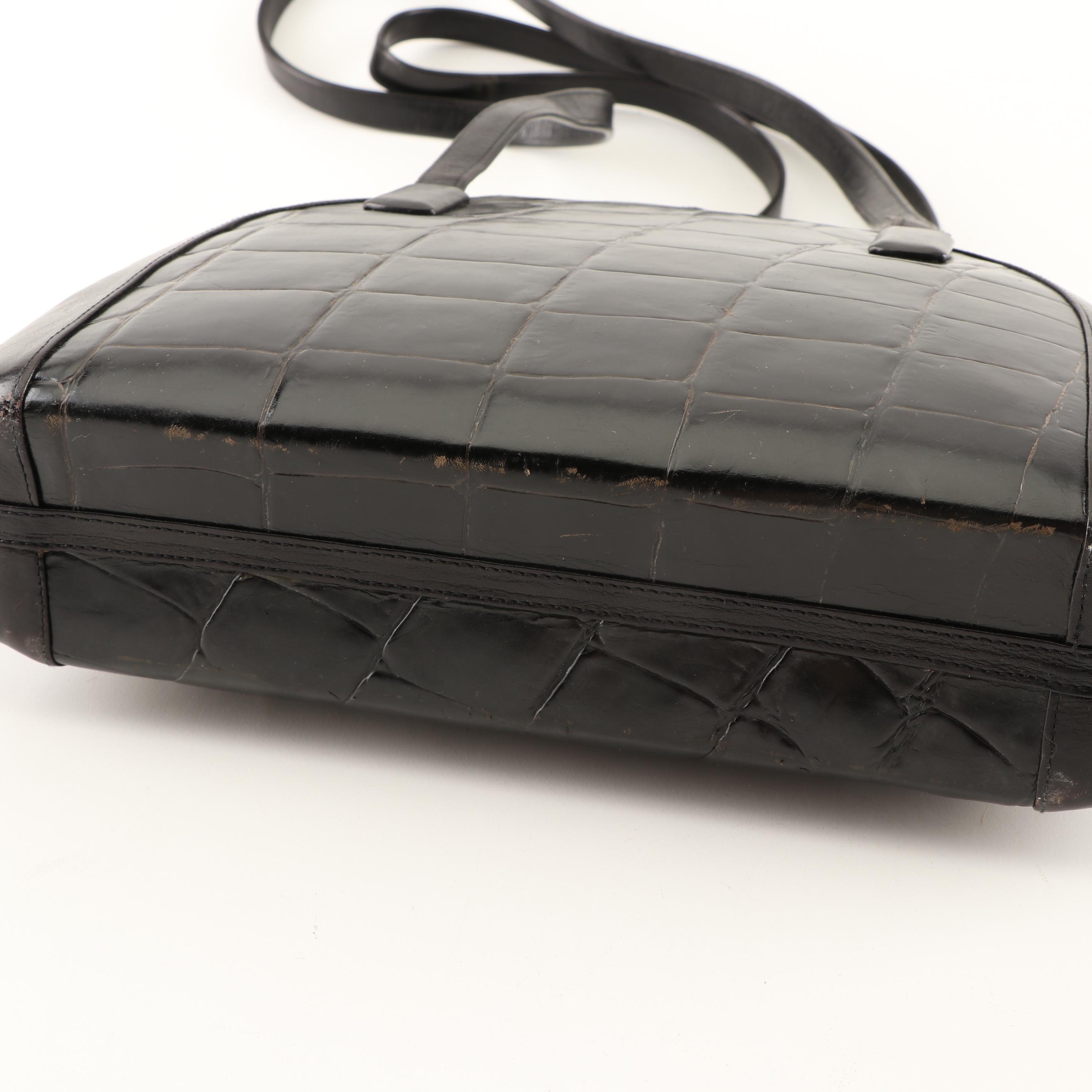 Coccinella of West Germany Black Embossed Leather Shoulder Bag