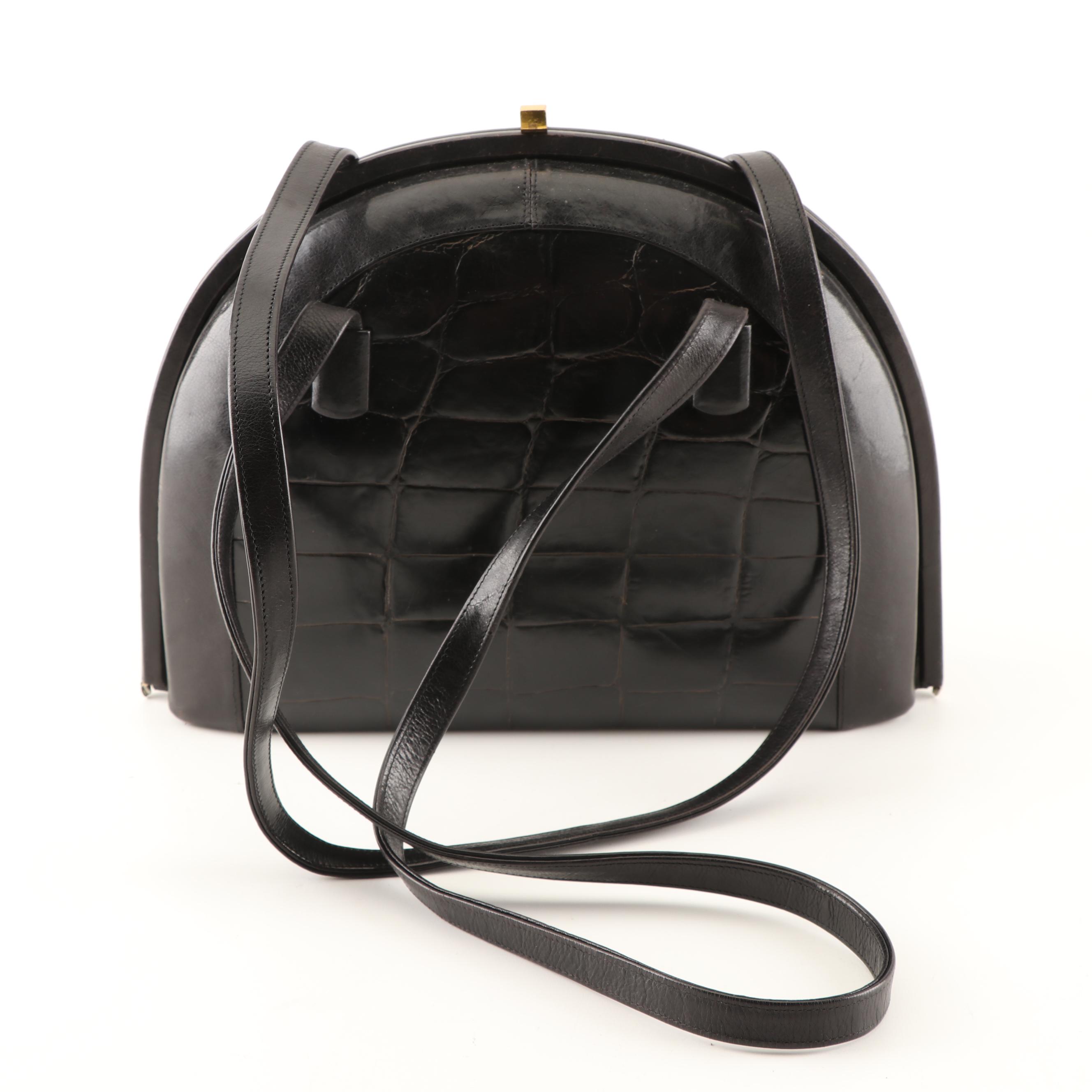 Coccinella of West Germany Black Embossed Leather Shoulder Bag