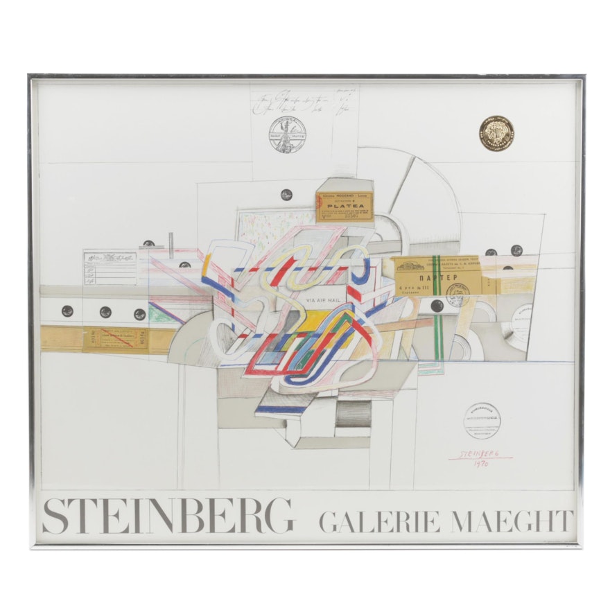 Saul Steinberg for Gallerie Maeght "Via Air Mail" Lithograph