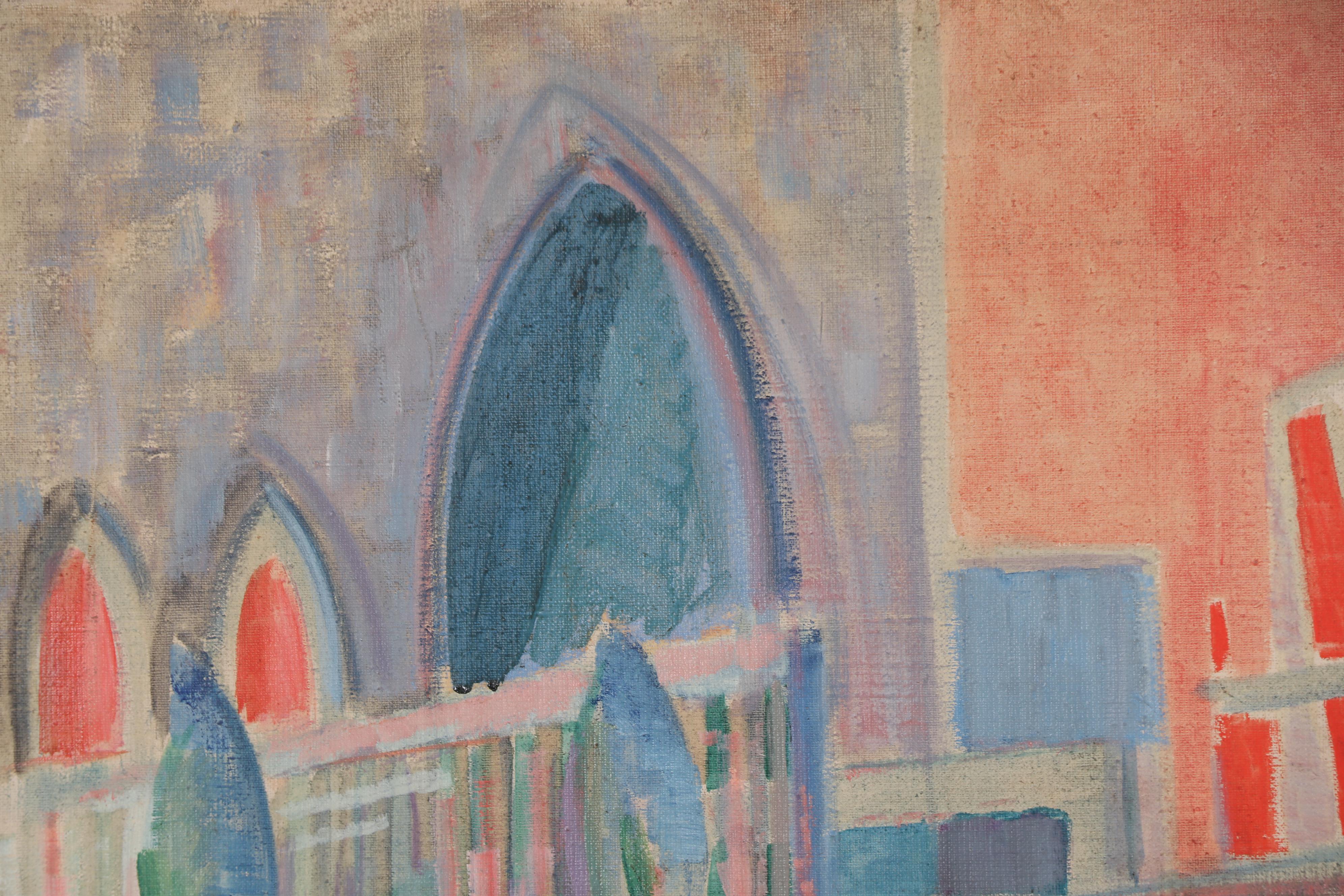 Thomas Brownell Eldred Abstract Oil Painting of Street Scene