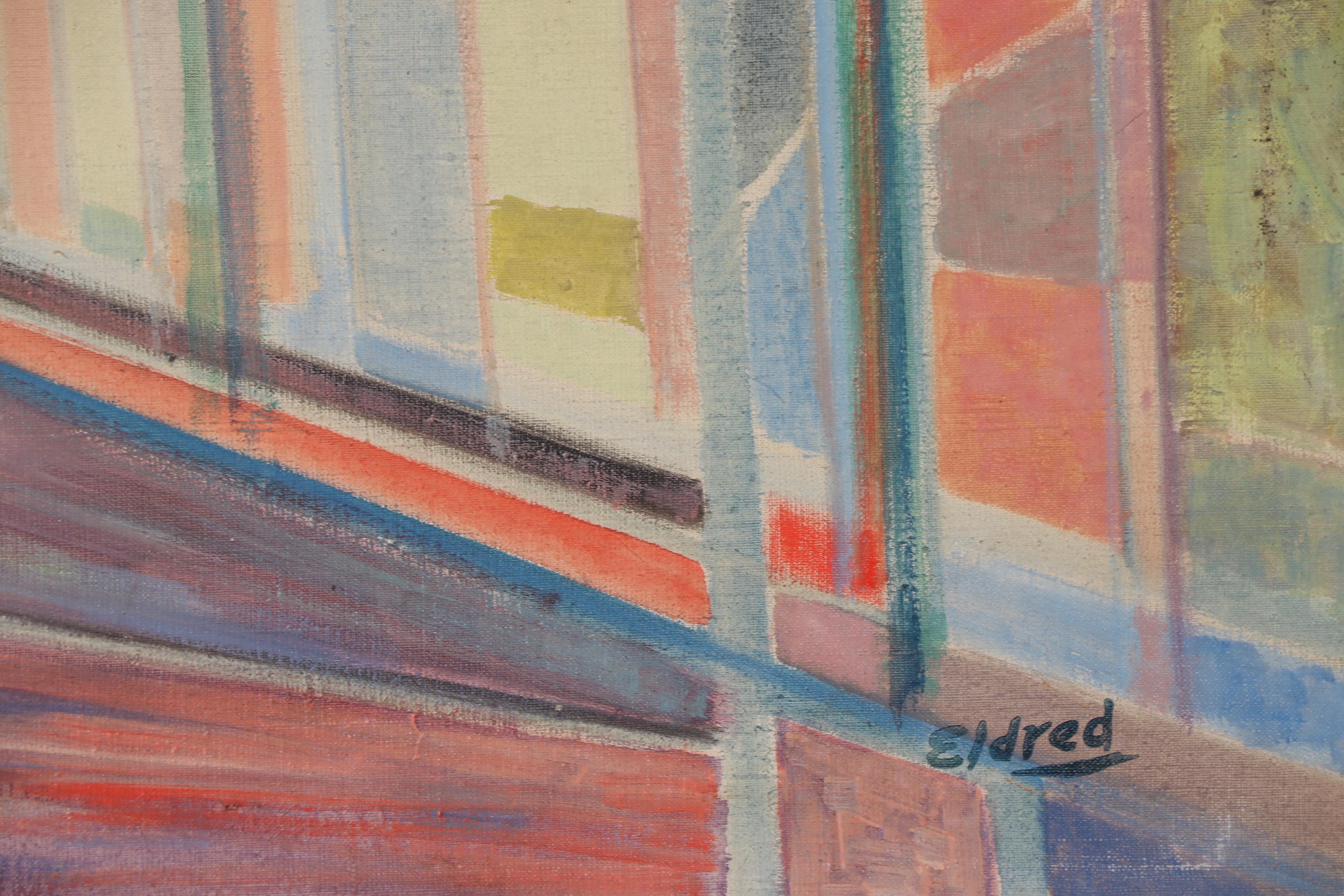 Thomas Brownell Eldred Abstract Oil Painting of Street Scene