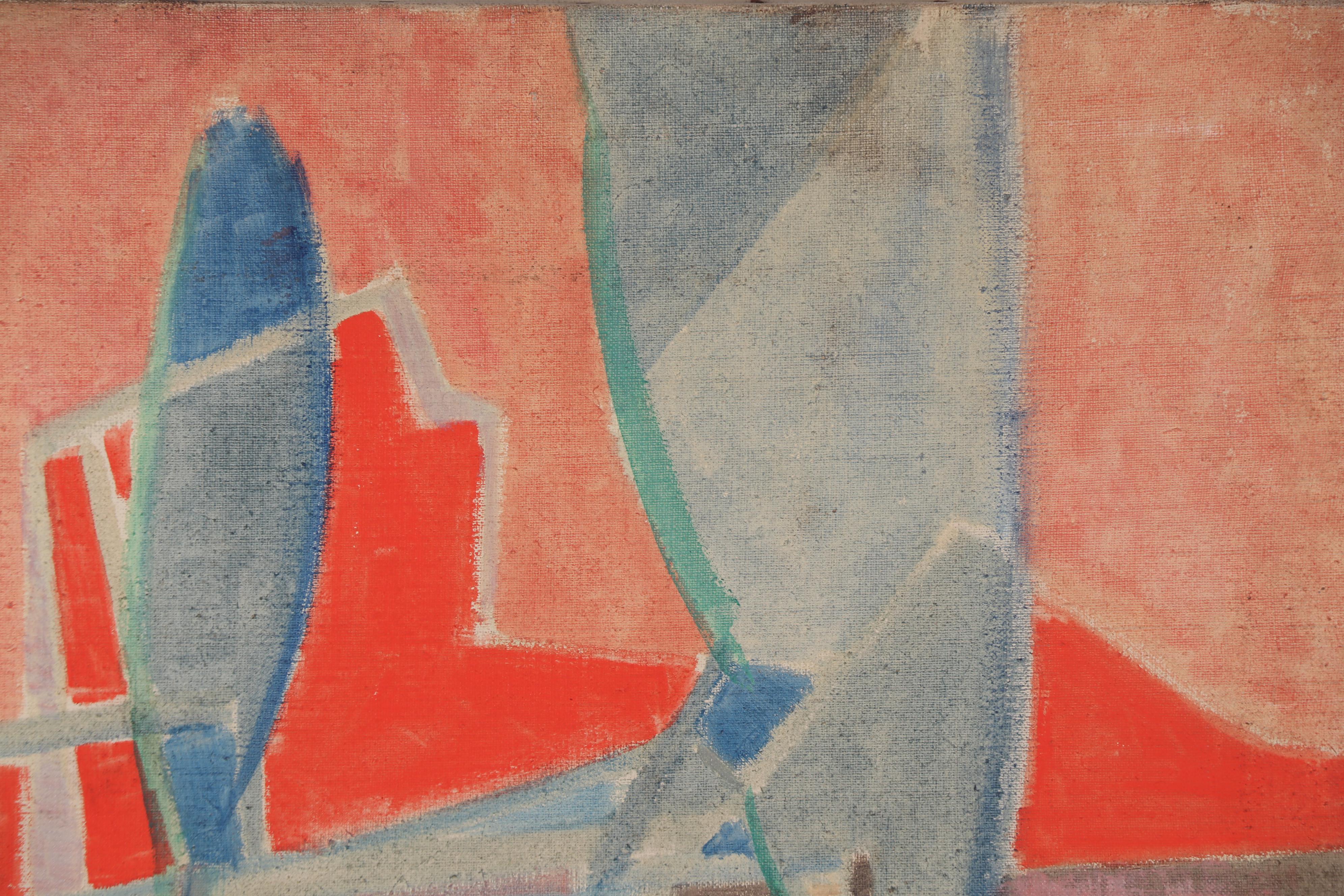 Thomas Brownell Eldred Abstract Oil Painting of Street Scene