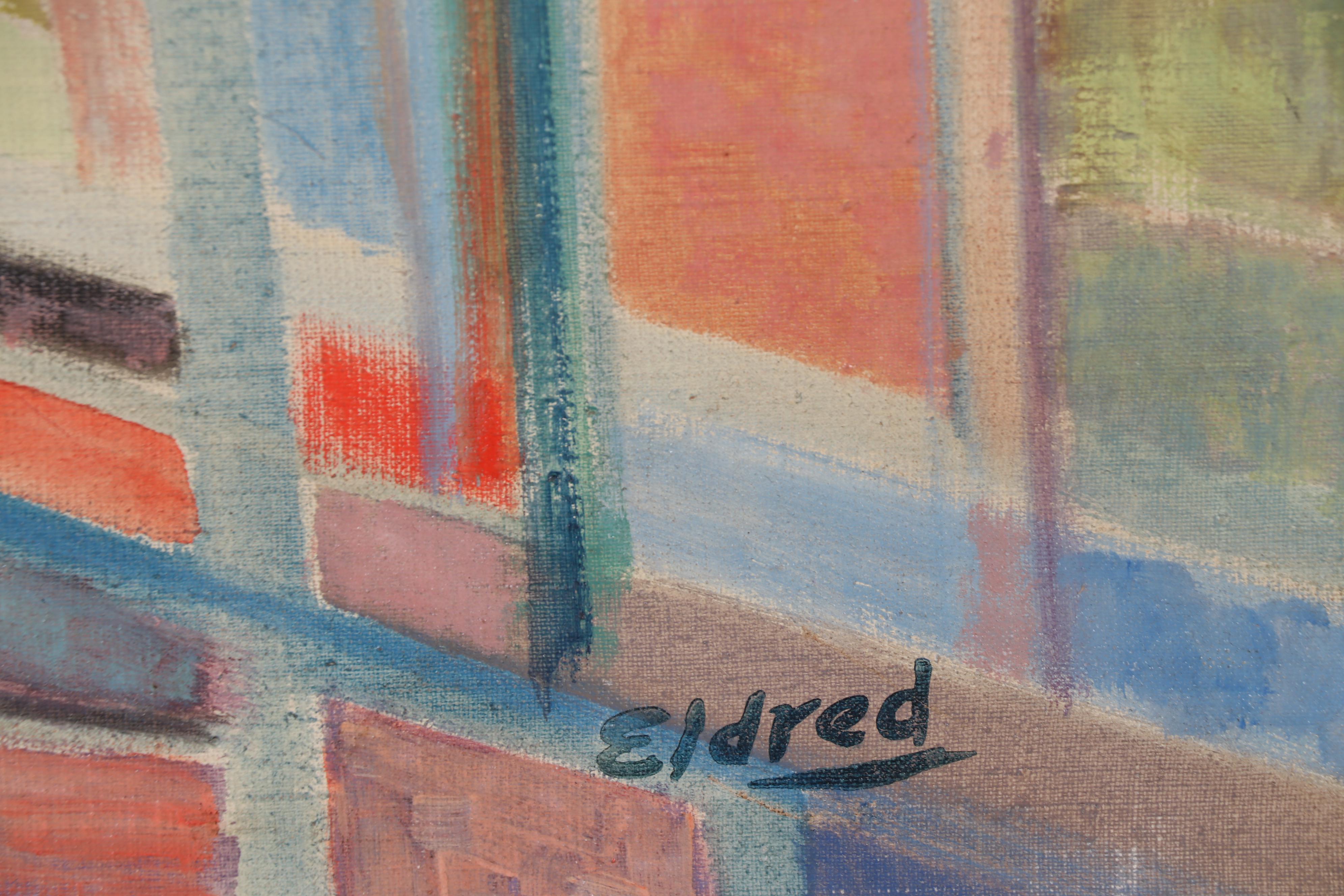 Thomas Brownell Eldred Abstract Oil Painting of Street Scene