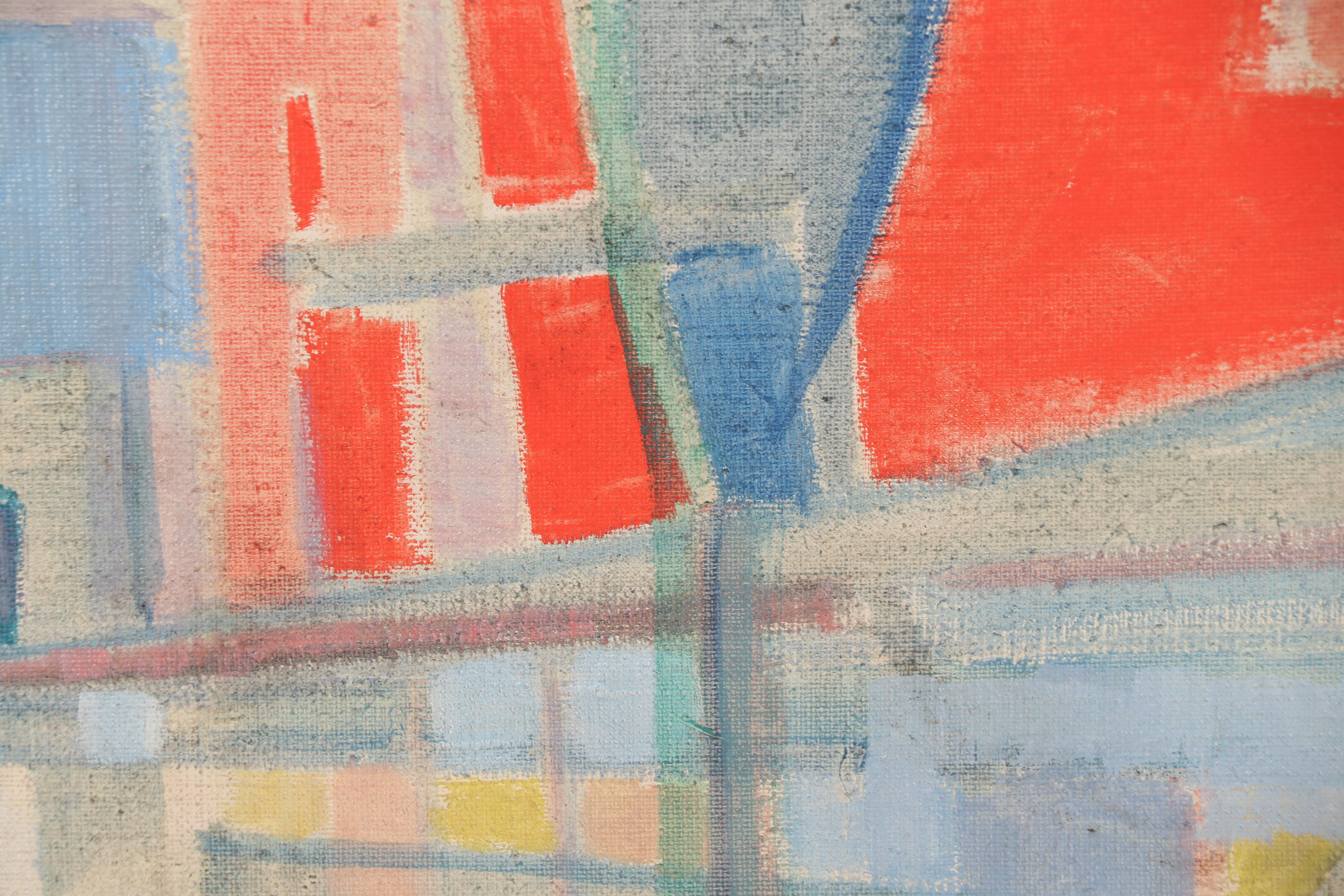 Thomas Brownell Eldred Abstract Oil Painting of Street Scene