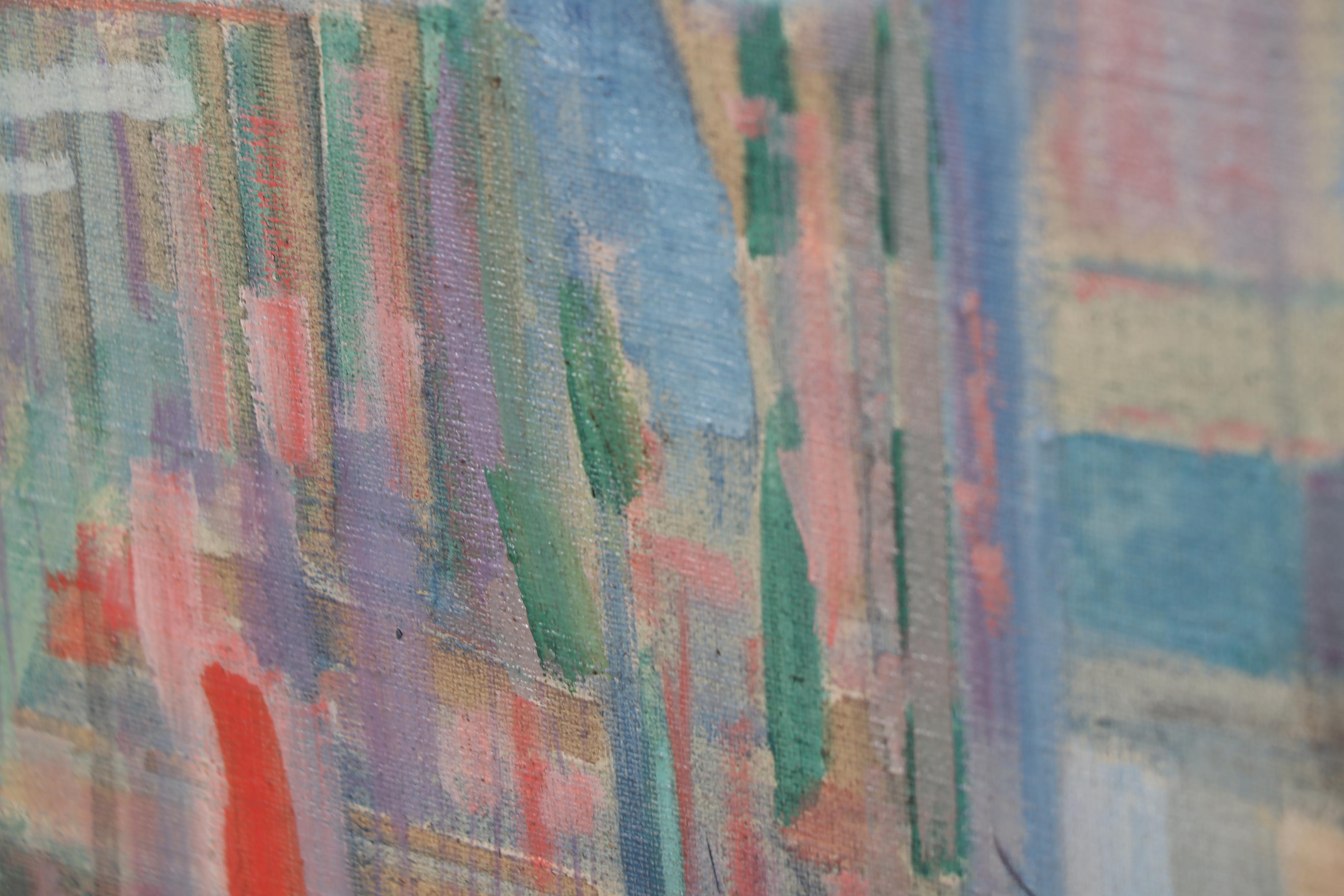 Thomas Brownell Eldred Abstract Oil Painting of Street Scene