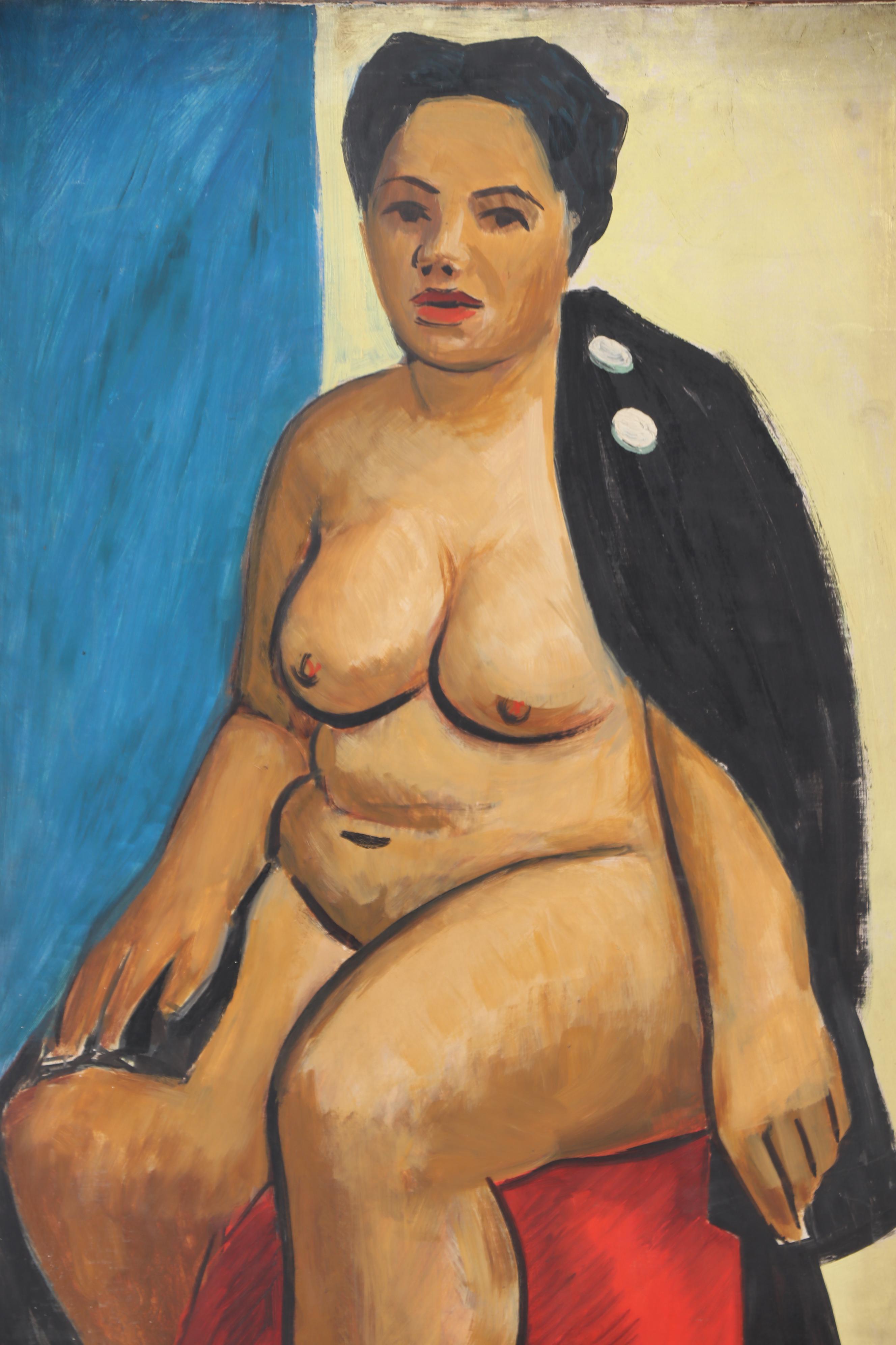 Thomas Brownell Eldred Oil Portrait of Seated Female Nude