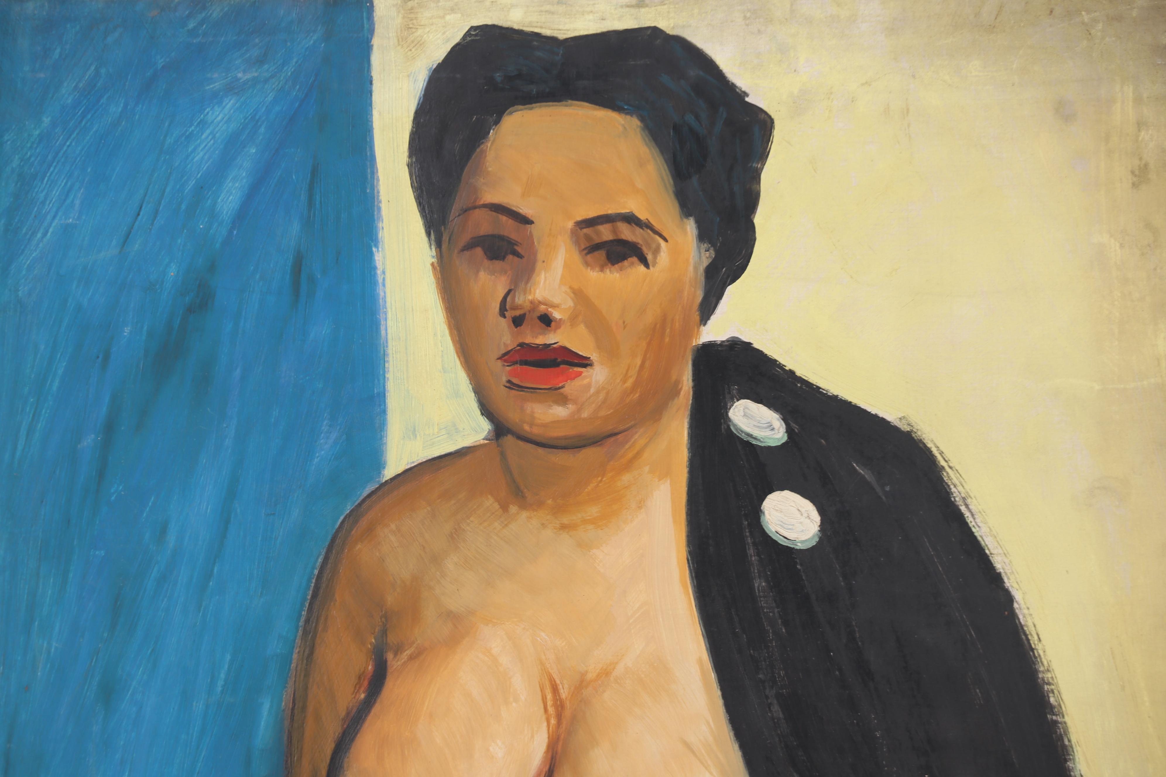 Thomas Brownell Eldred Oil Portrait of Seated Female Nude