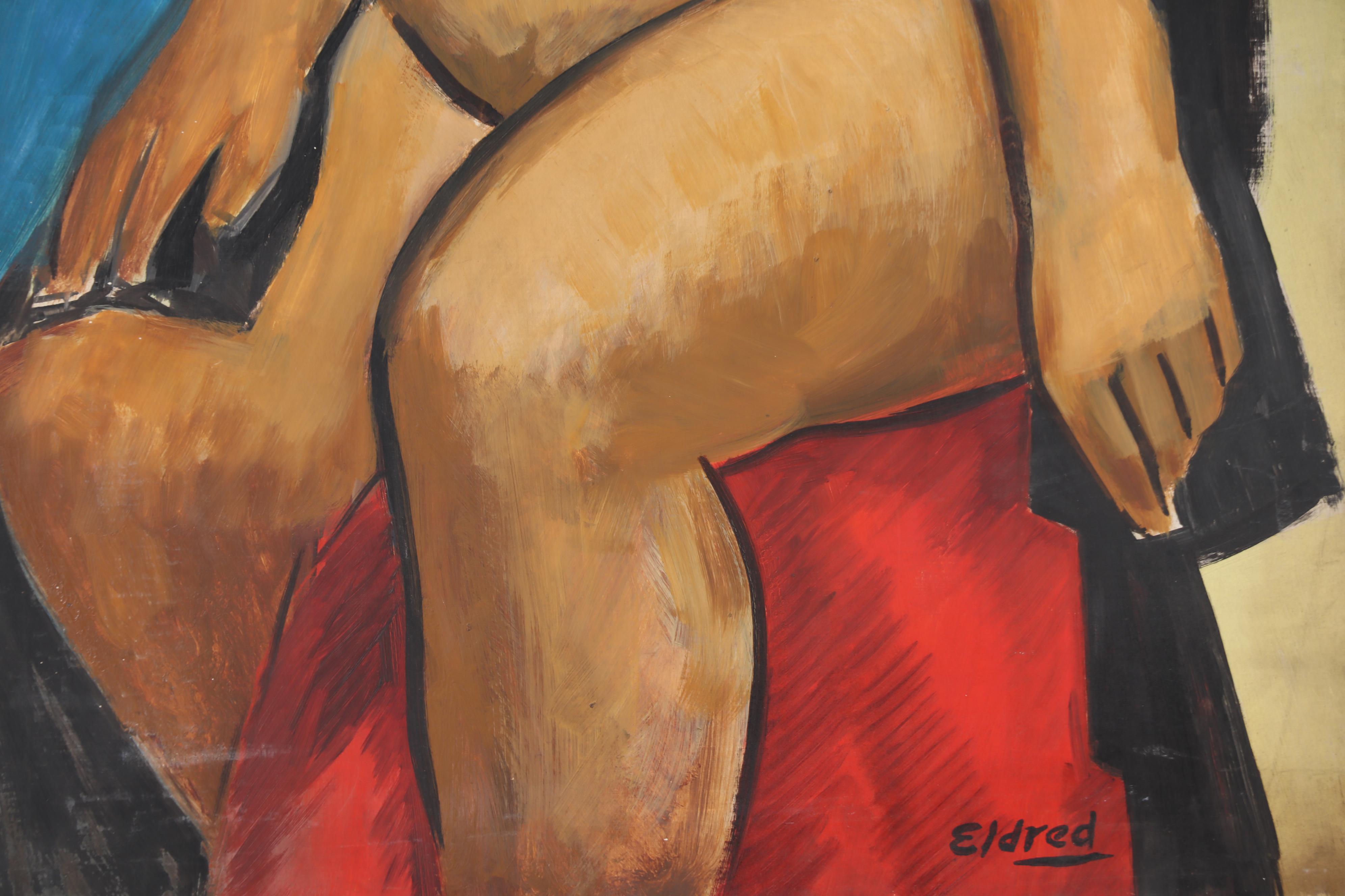 Thomas Brownell Eldred Oil Portrait of Seated Female Nude