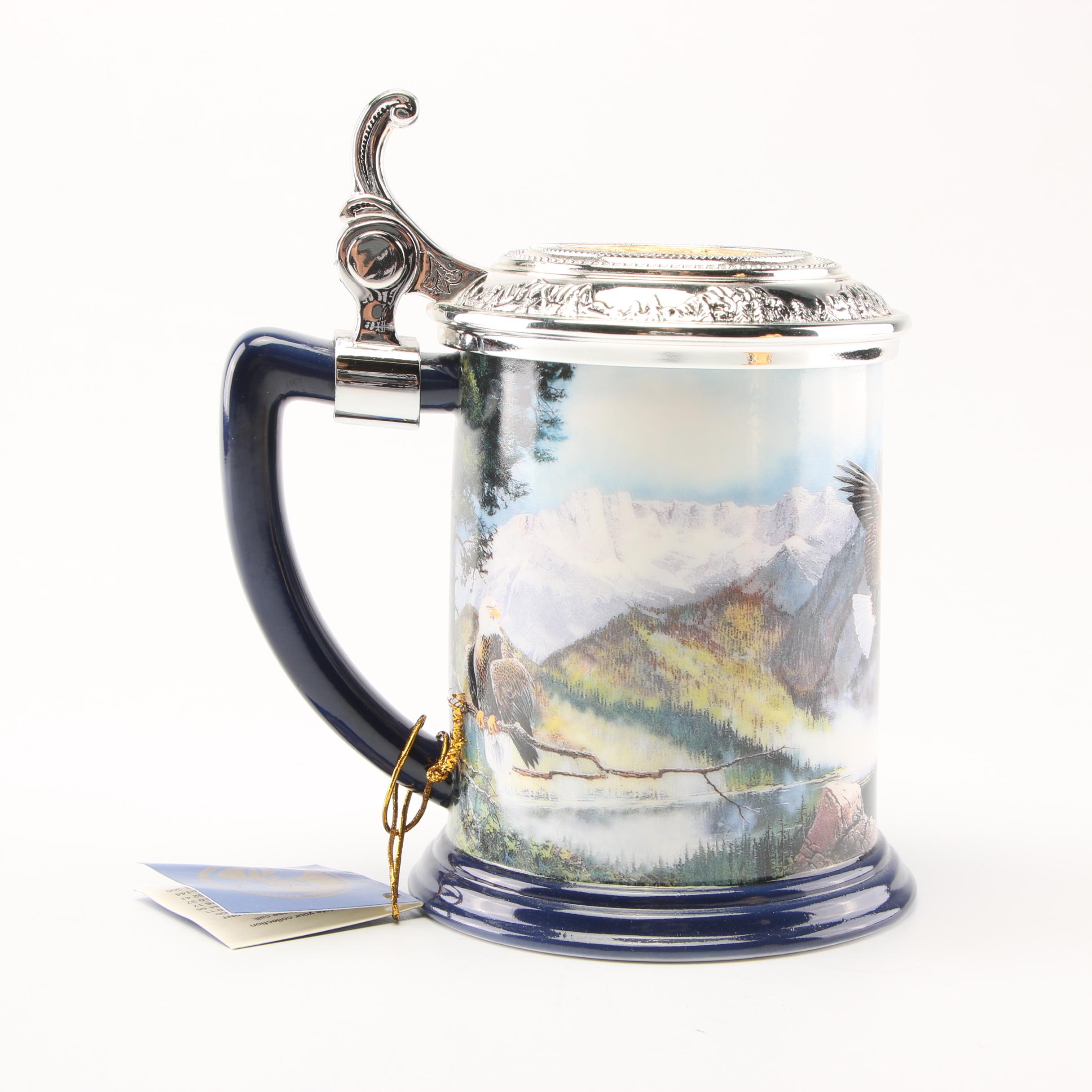 Franklin Mint Bald Eagle Themed Pocket Watch with Display Stand and Other Items