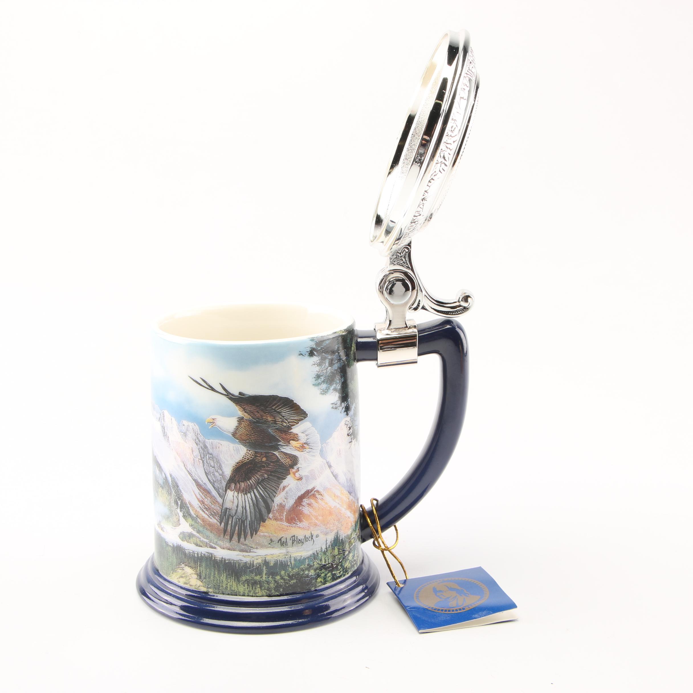 Franklin Mint Bald Eagle Themed Pocket Watch with Display Stand and Other Items