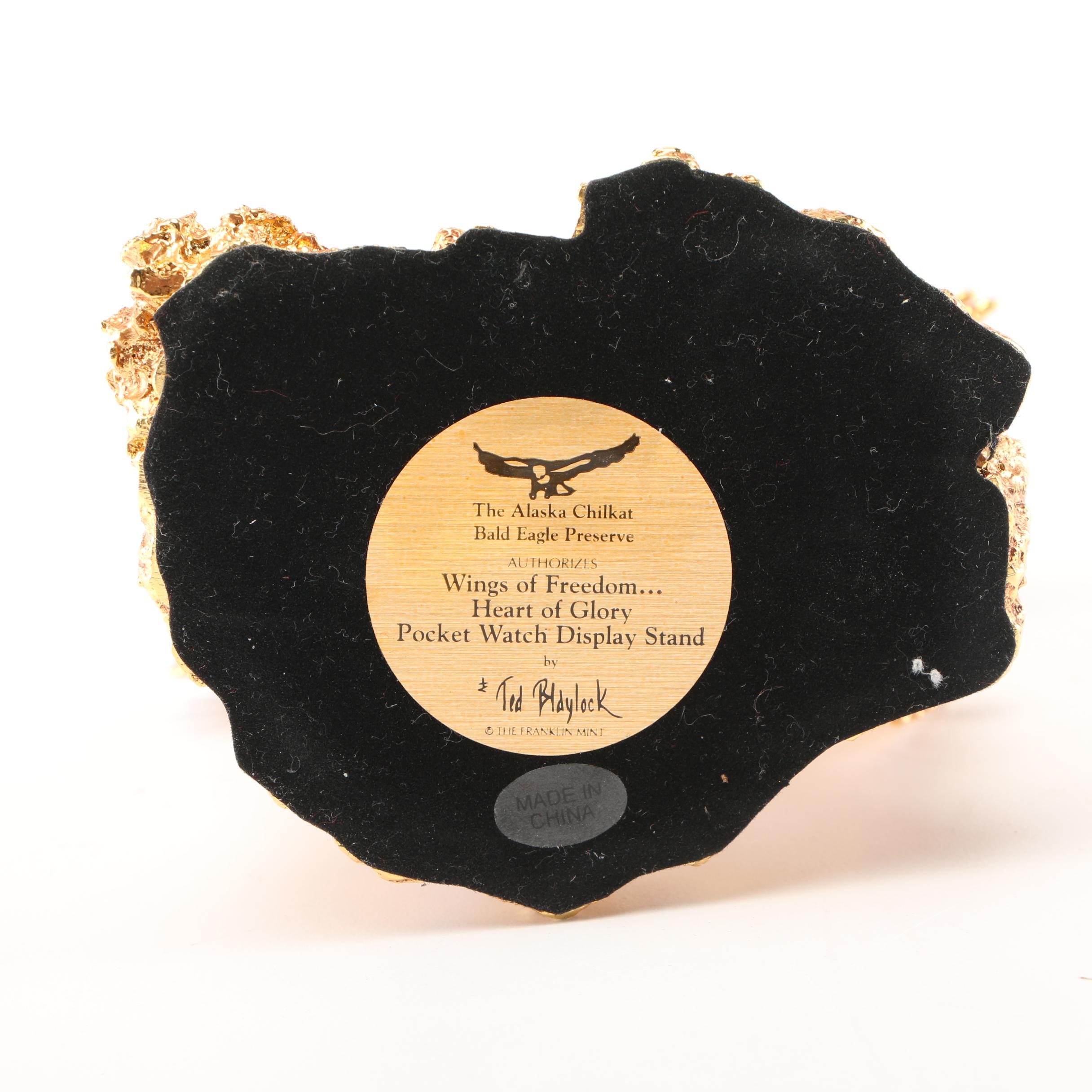 Franklin Mint Bald Eagle Themed Pocket Watch with Display Stand and Other Items