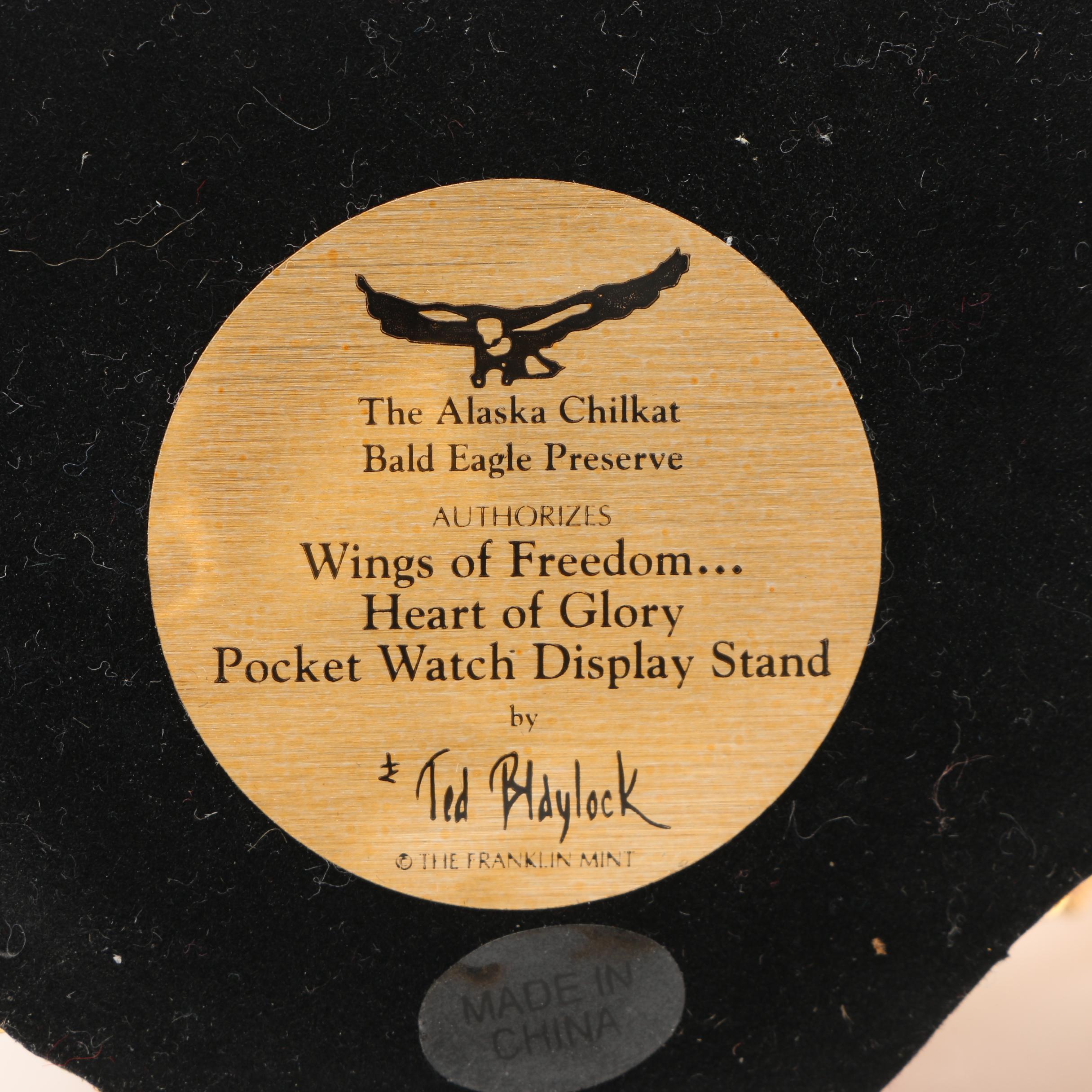 Franklin Mint Bald Eagle Themed Pocket Watch with Display Stand and Other Items