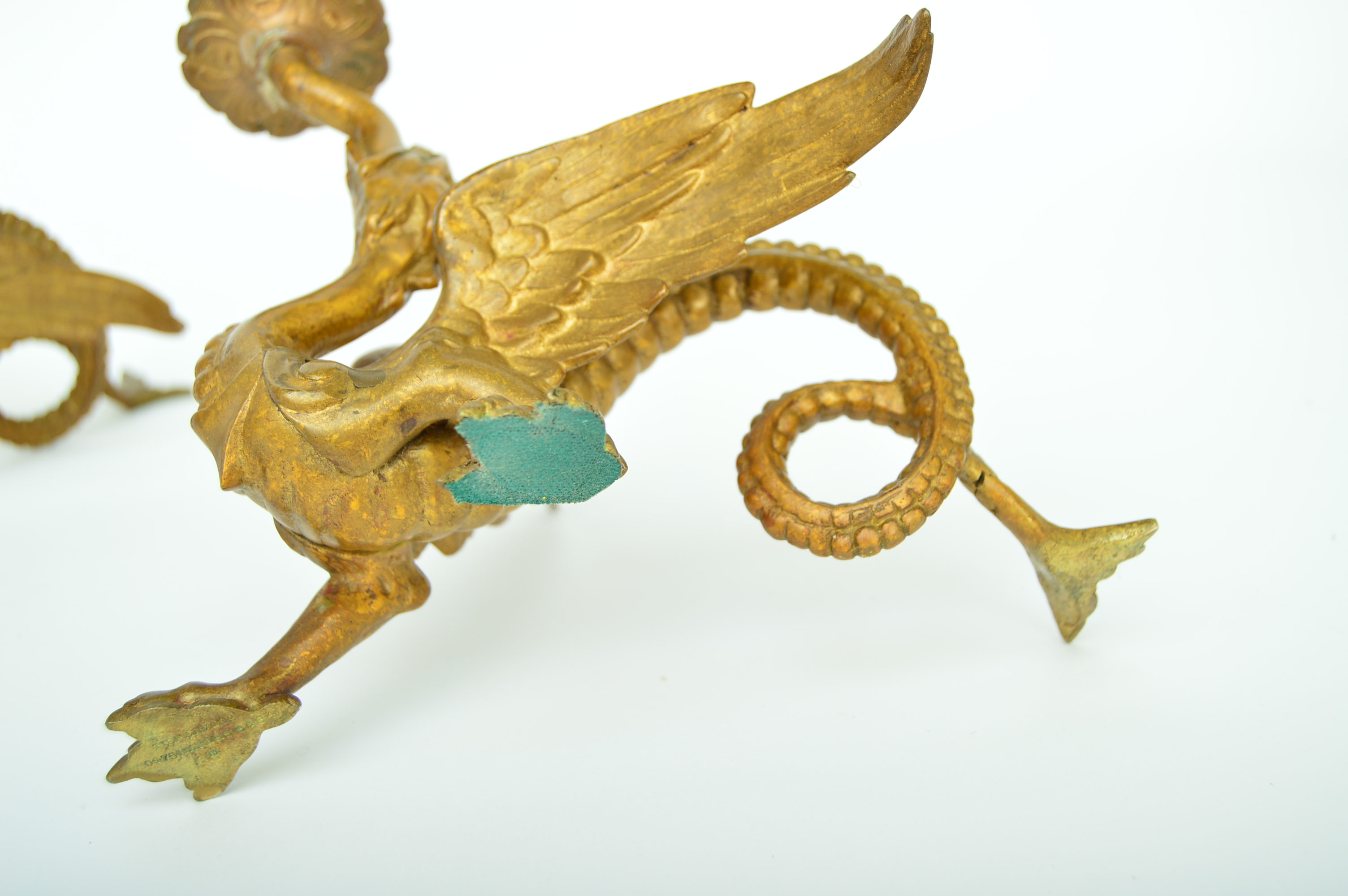 Tiffany & Co. Bronze Winged Dragon Candlesticks, Late 19th to Early 20th Century