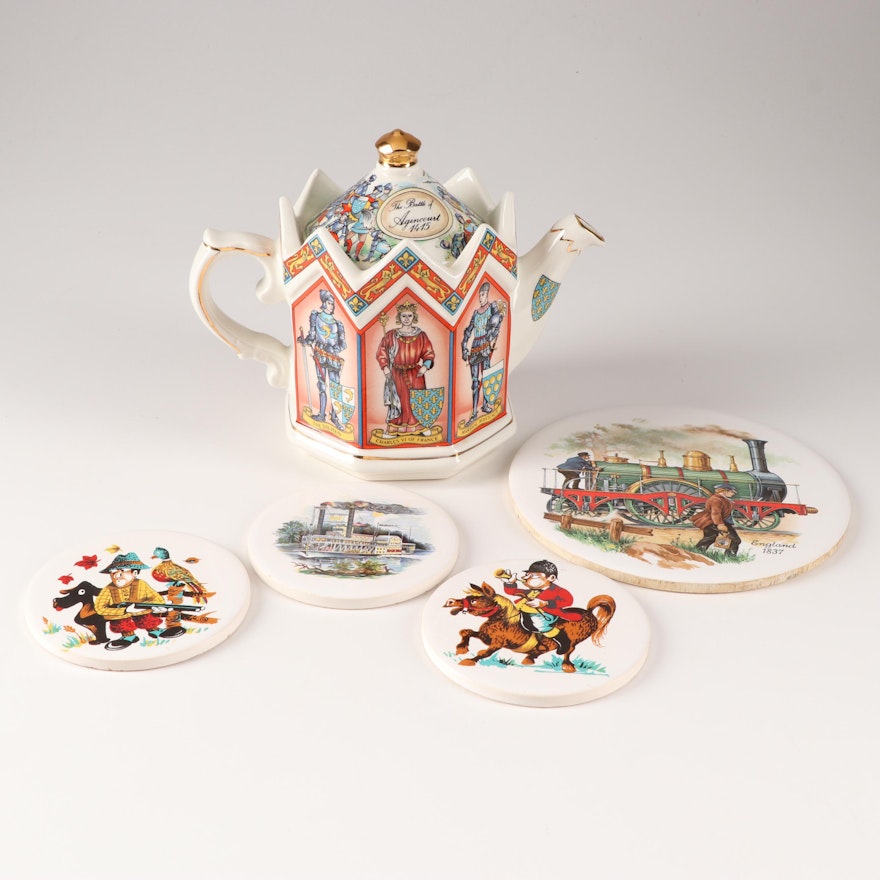 English Ceramic Tea Pot and Coasters