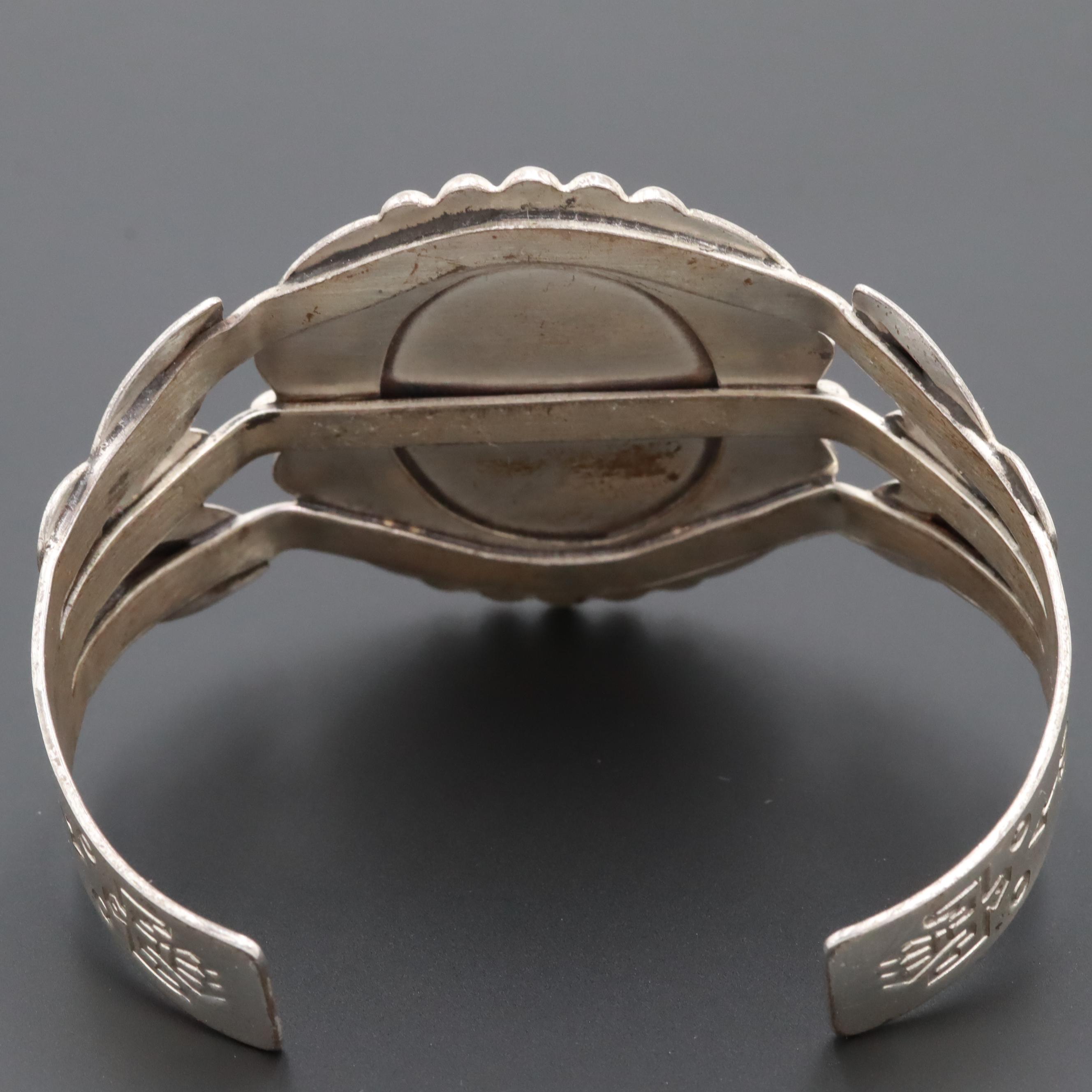 Southwestern Style Bell Trading Post Sterling Silver Turquoise Cuff Bracelet