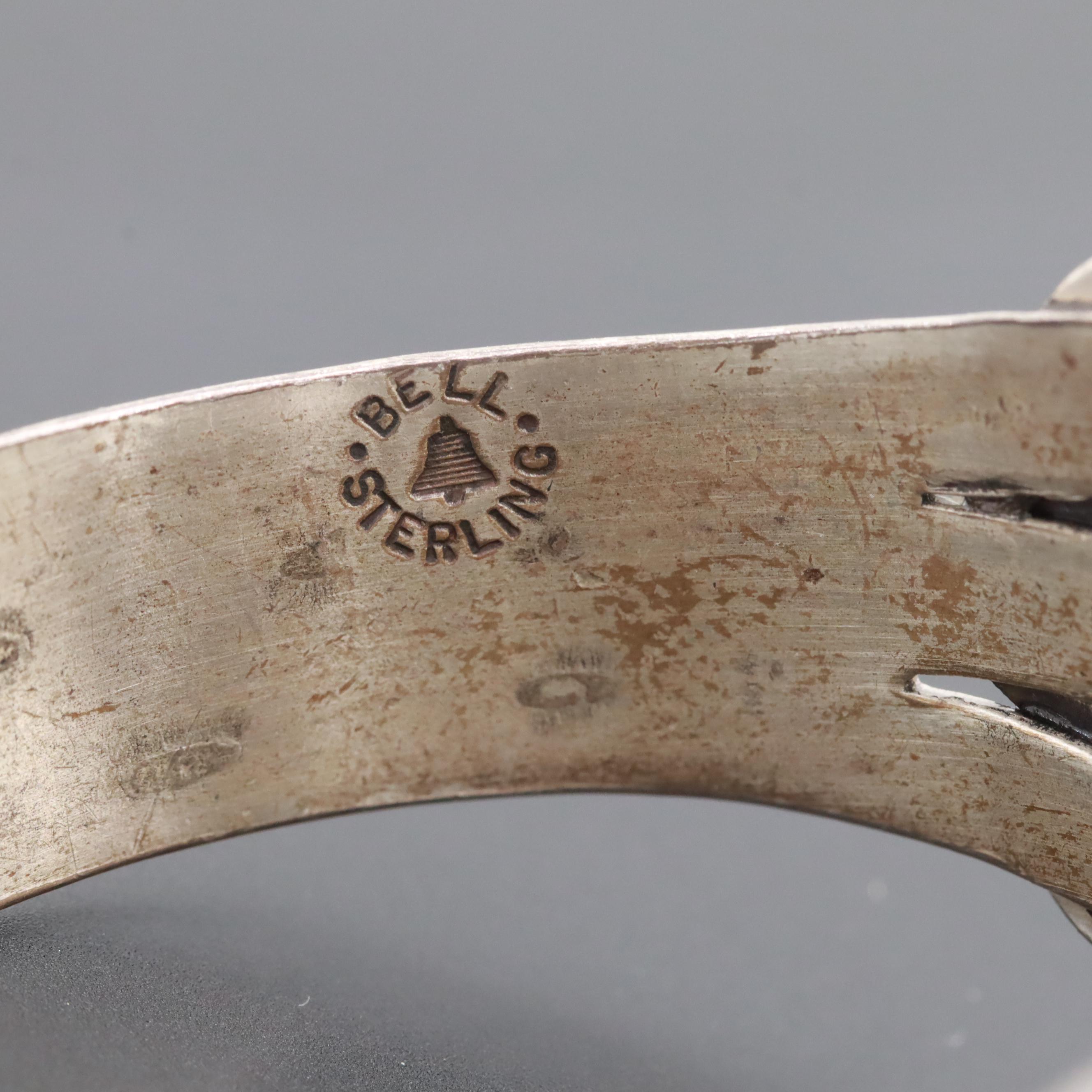 Southwestern Style Bell Trading Post Sterling Silver Turquoise Cuff Bracelet