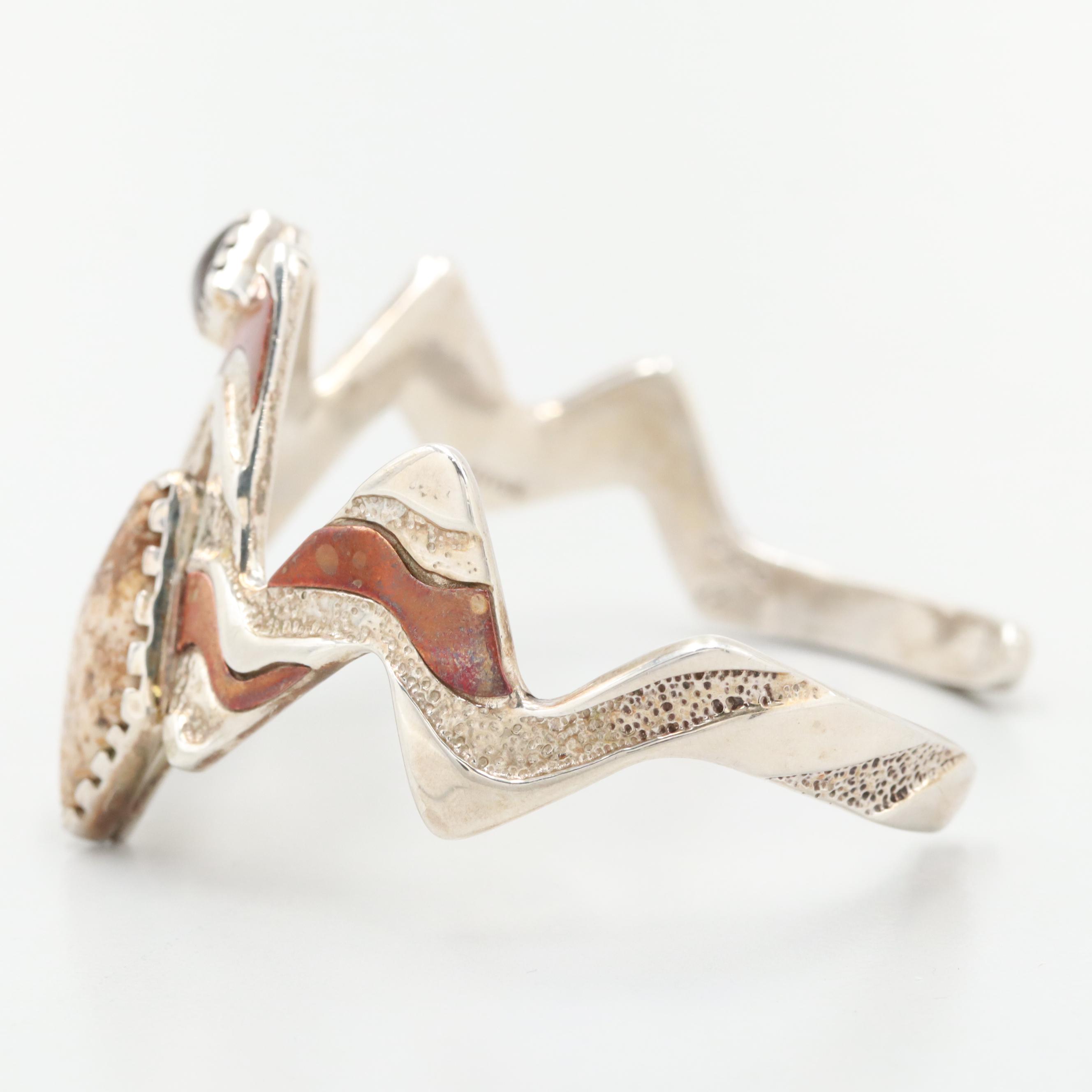 Carolyn Pollack for Relios Sterling Jasper and Tiger's Eye Bracelet with Copper