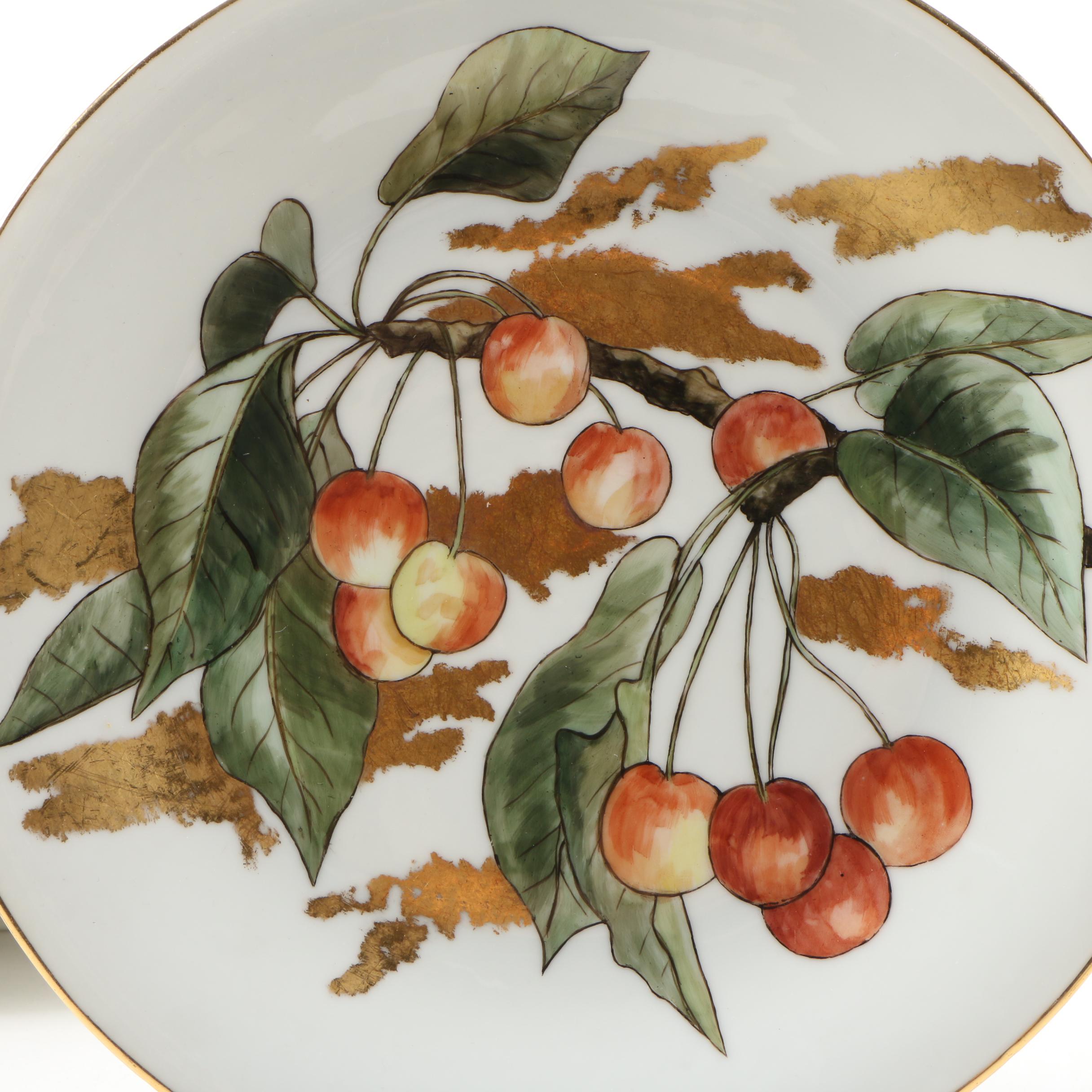 Hobbyist Hand-Painted Limoges Porcelain Luncheon and Crescent Plates