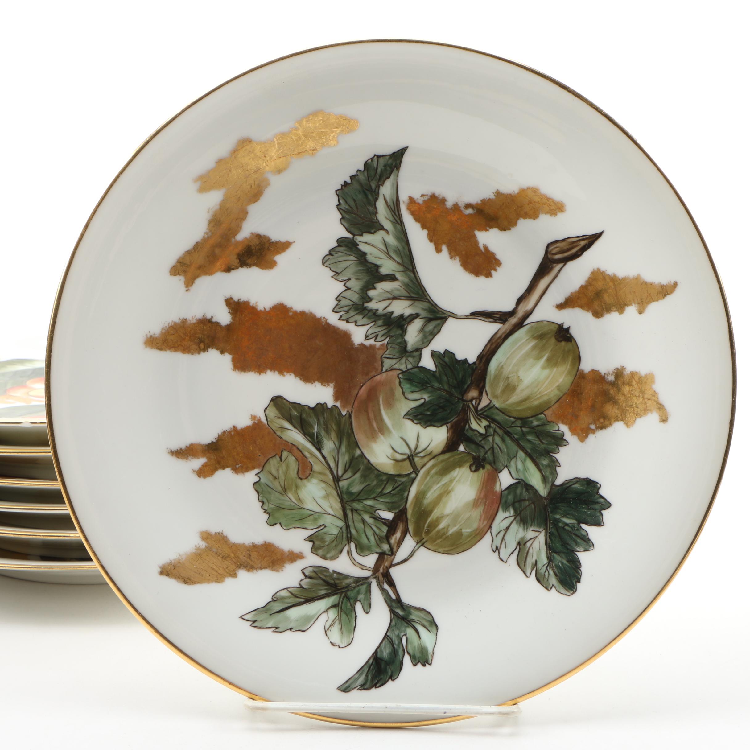 Hobbyist Hand-Painted Limoges Porcelain Luncheon and Crescent Plates