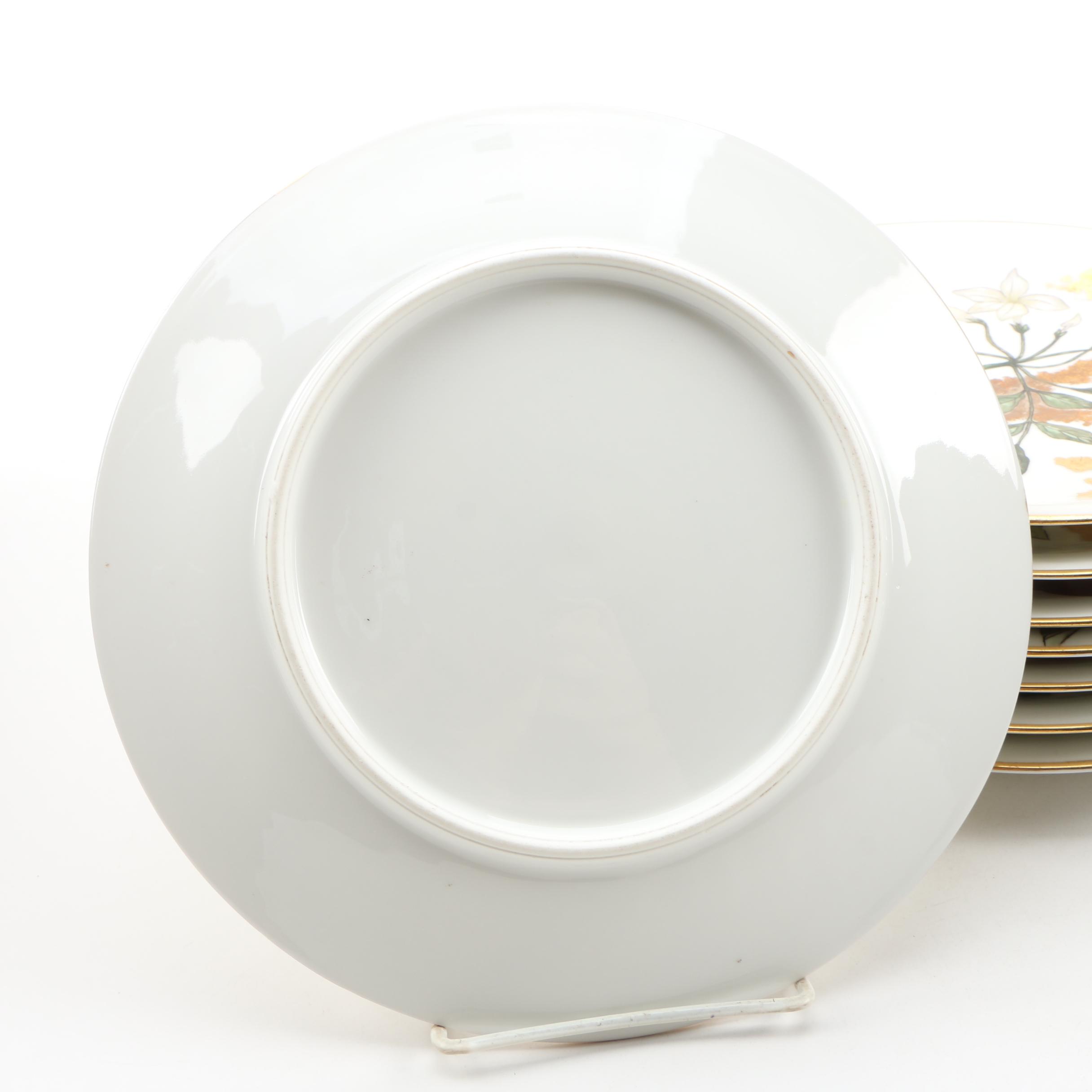 Hobbyist Hand-Painted Limoges Porcelain Luncheon and Crescent Plates