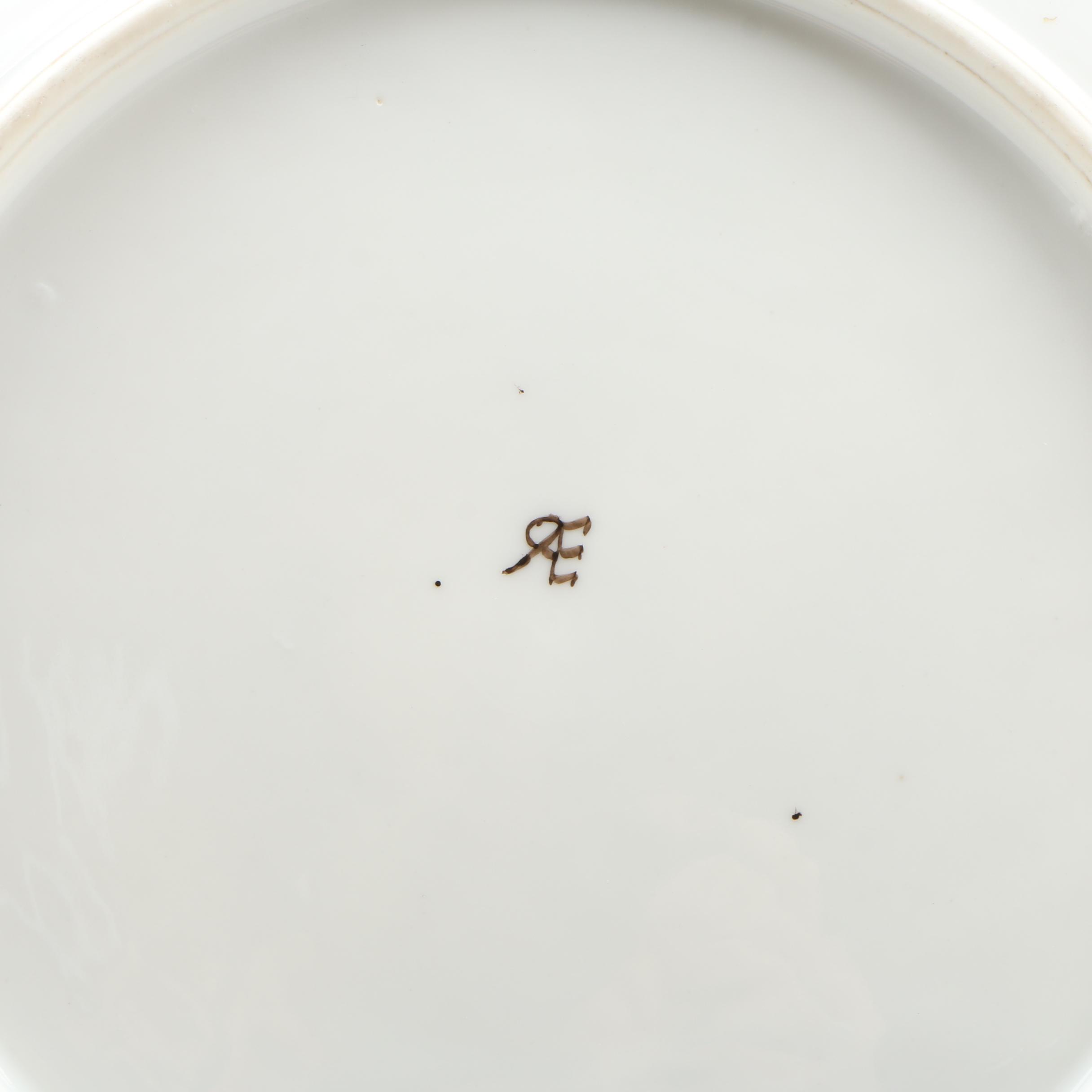 Hobbyist Hand-Painted Limoges Porcelain Luncheon and Crescent Plates