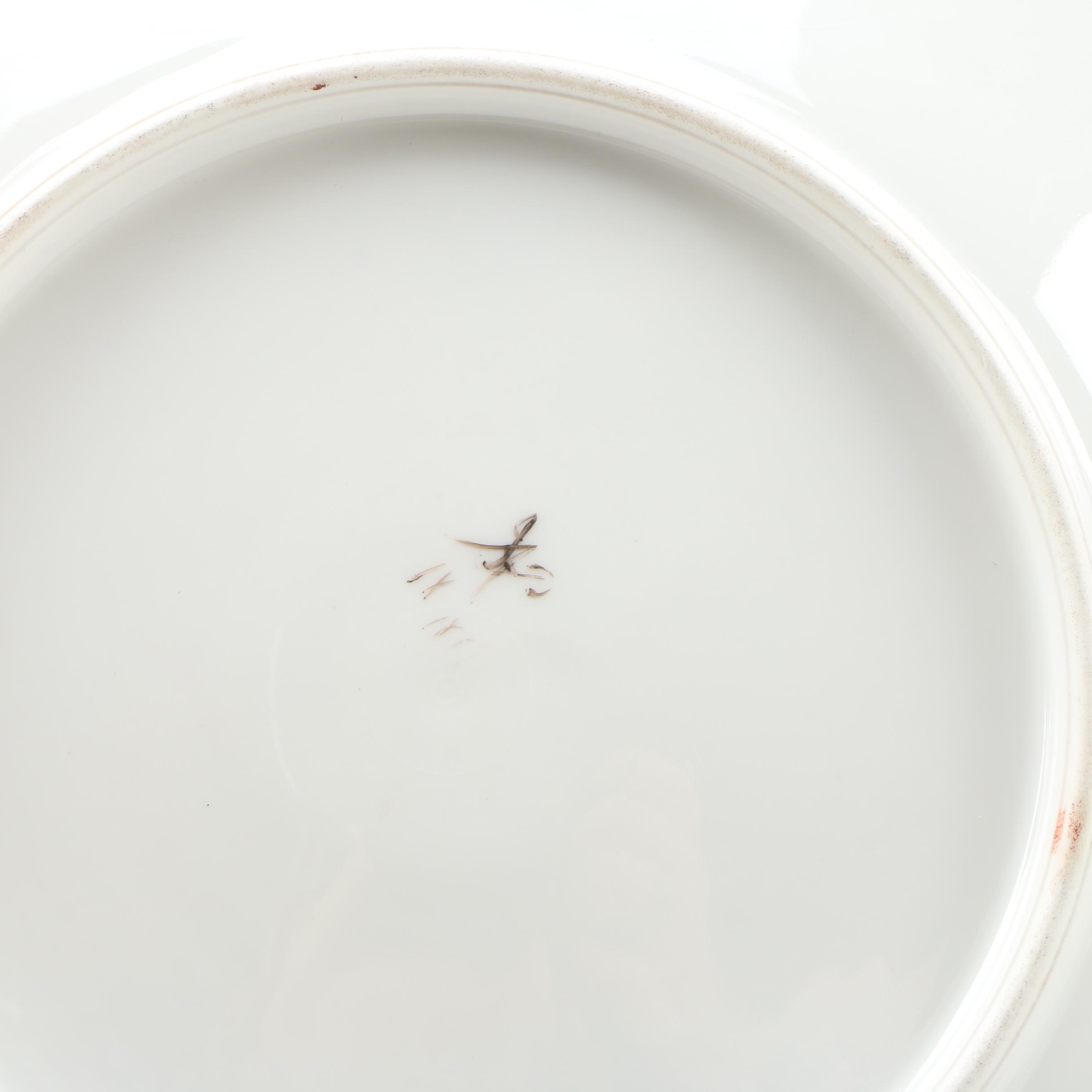 Hobbyist Hand-Painted Limoges Porcelain Luncheon and Crescent Plates