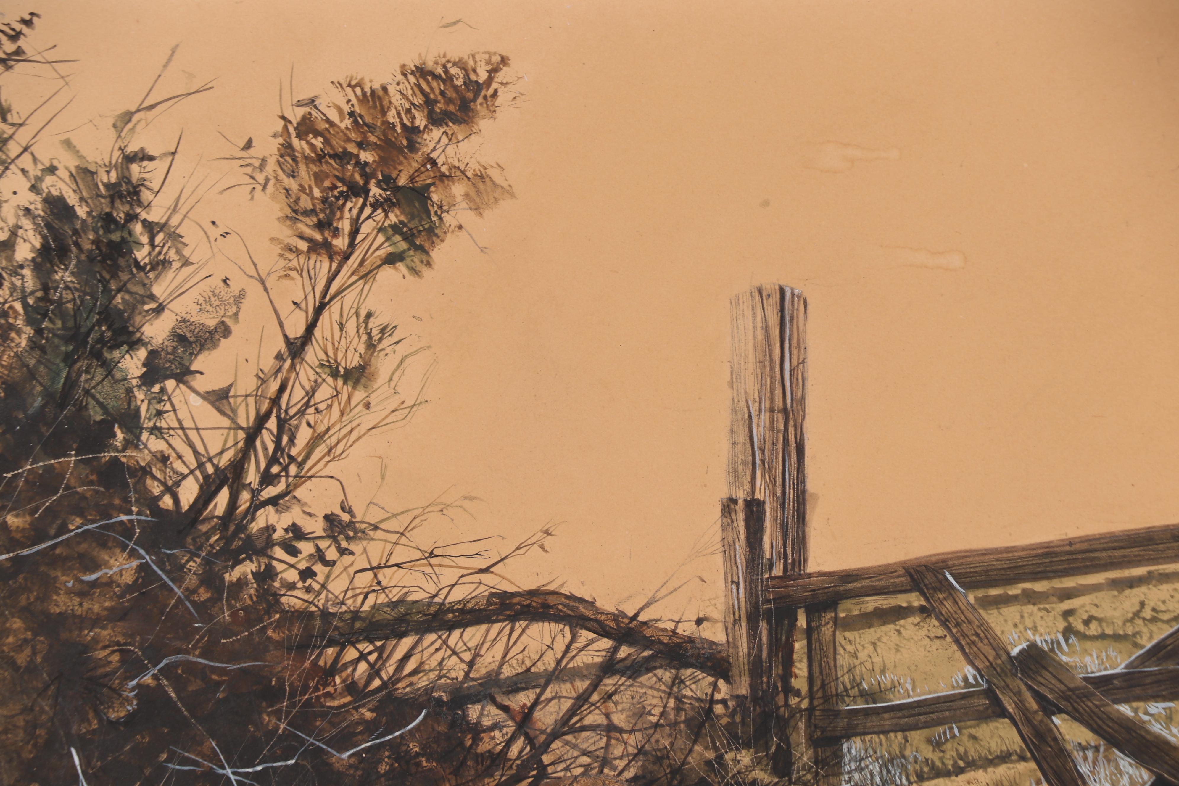 Ronald W. Ekholm Gouache Landscape Painting, 1967