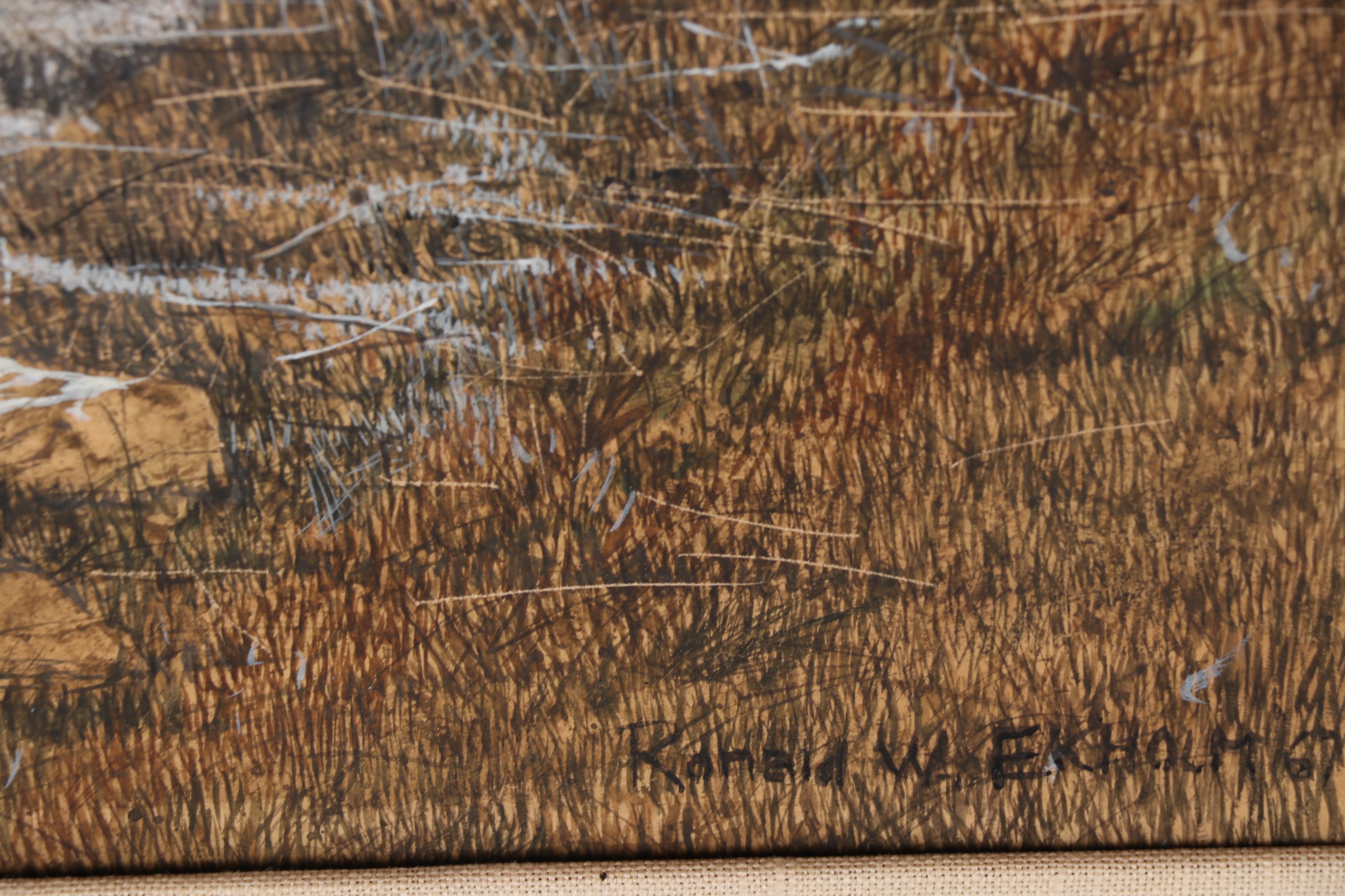 Ronald W. Ekholm Gouache Landscape Painting, 1967