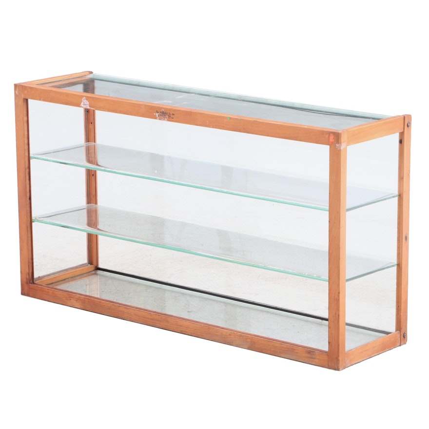 Mid Century Modern Waddell Co. Maple Framed Glass Shelving Laboratory Cabinet