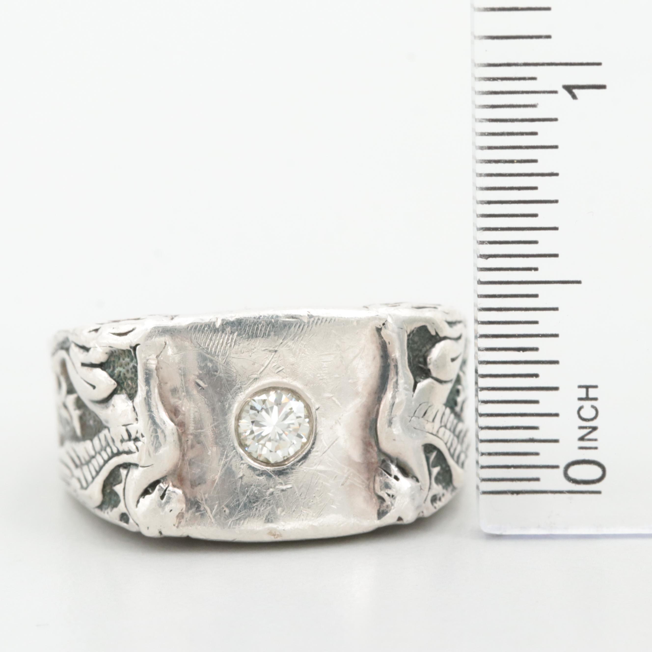 David Yurman Sterling Silver Diamond Griffin Ring