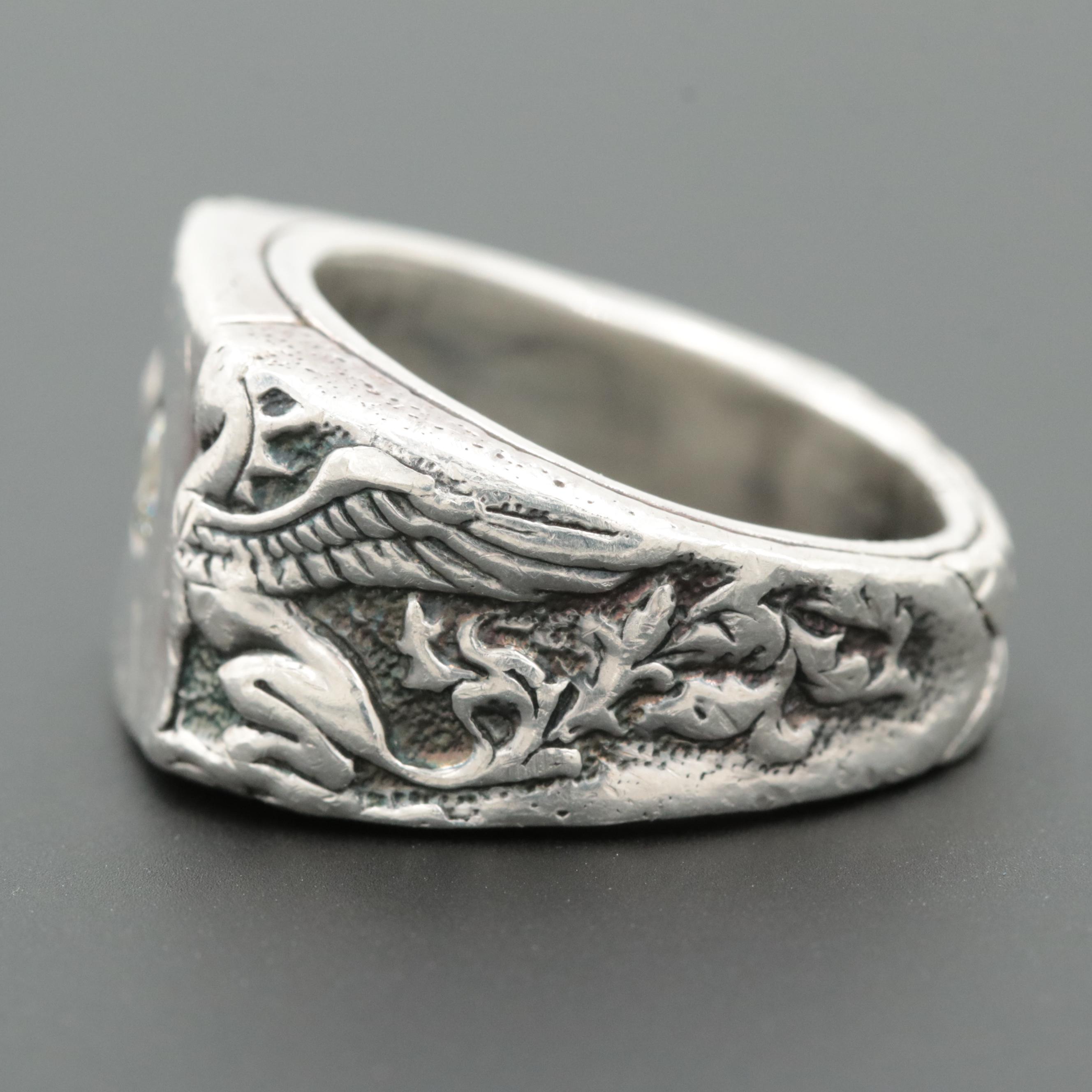 David Yurman Sterling Silver Diamond Griffin Ring