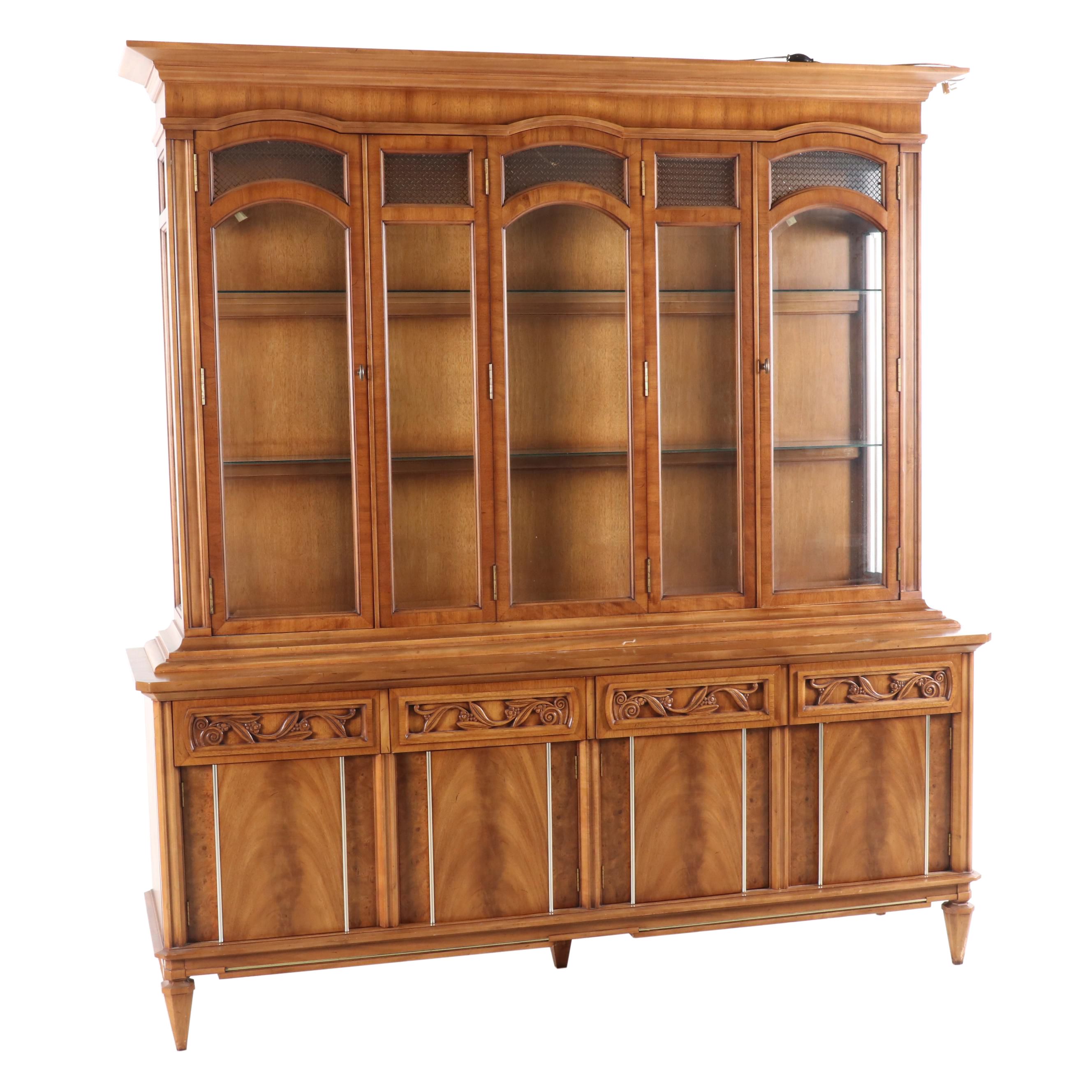 Transitional Style Fruitwood China Cabinet by Metz Furniture Co. Inc., 1970s