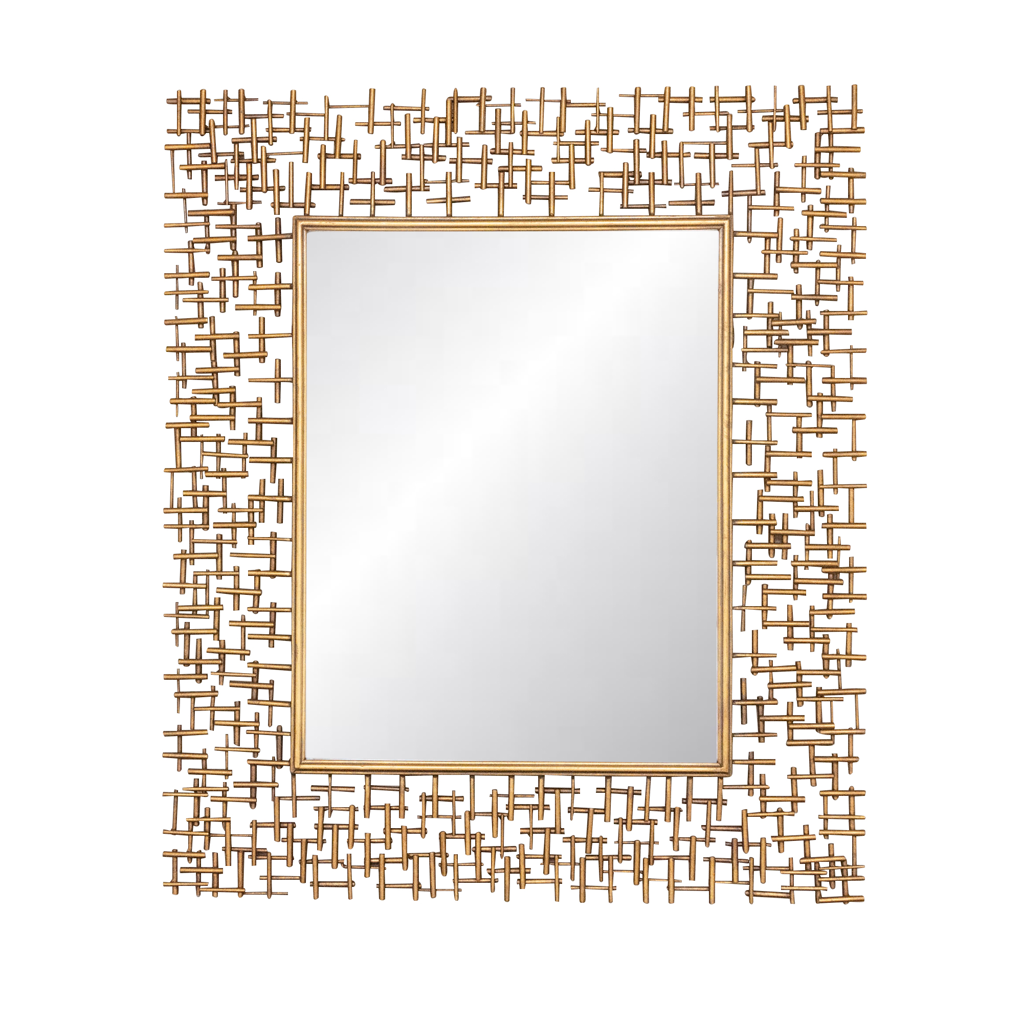 Uttermost Brutalist Style Gilt Wall Mirror