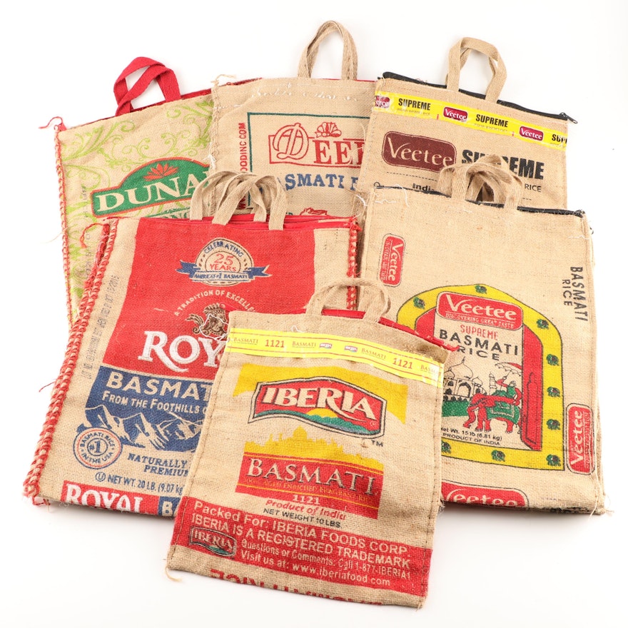 Burlap Zippered Rice Bag Totes