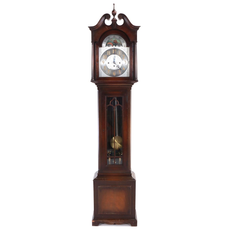 Herschede Hall Clock Co., Mahogany Tall Case Clock, Early 20th Century