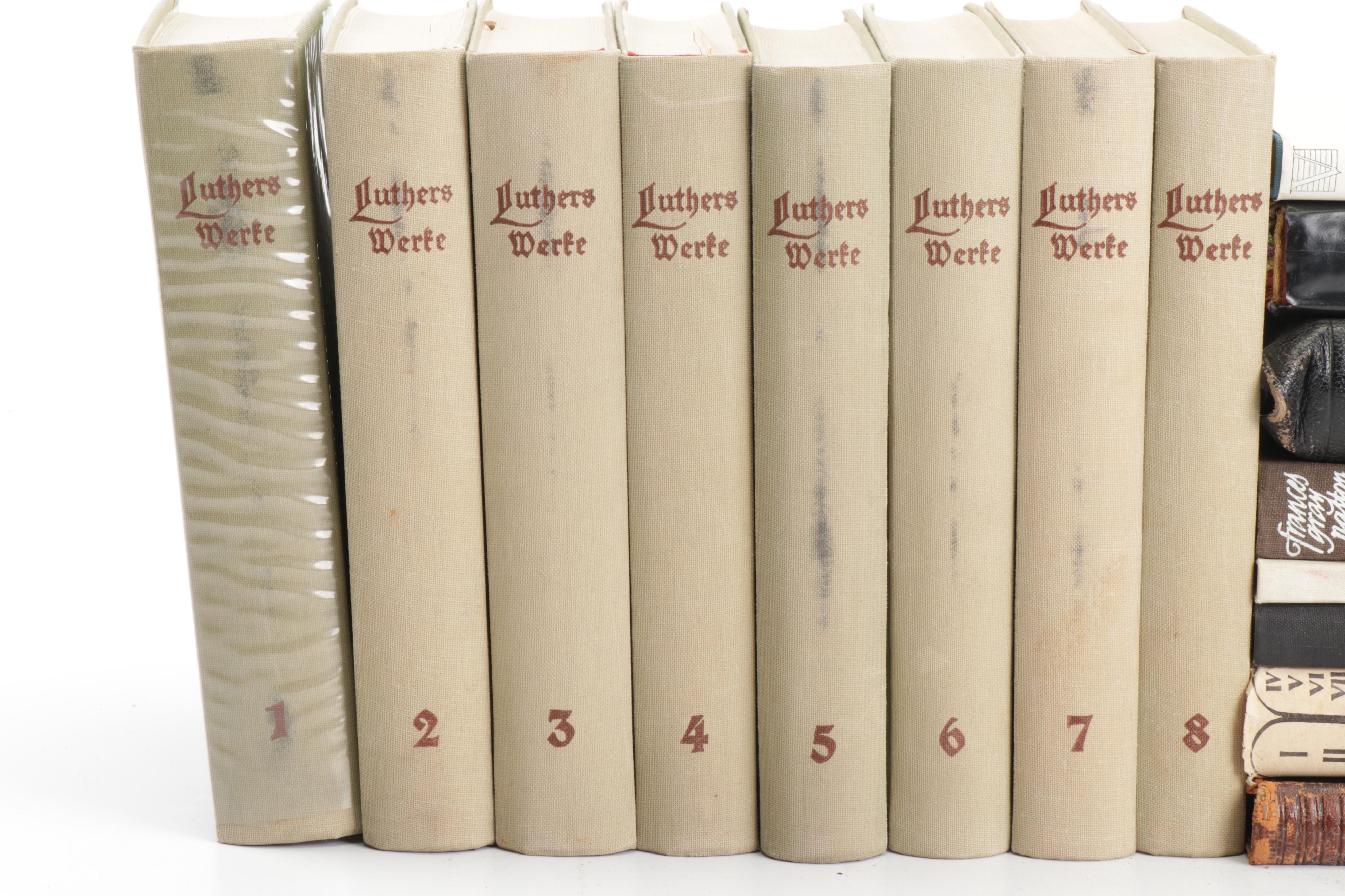 "Luthers Werke" Eight Volume Set and Other Vintage German Religious Books