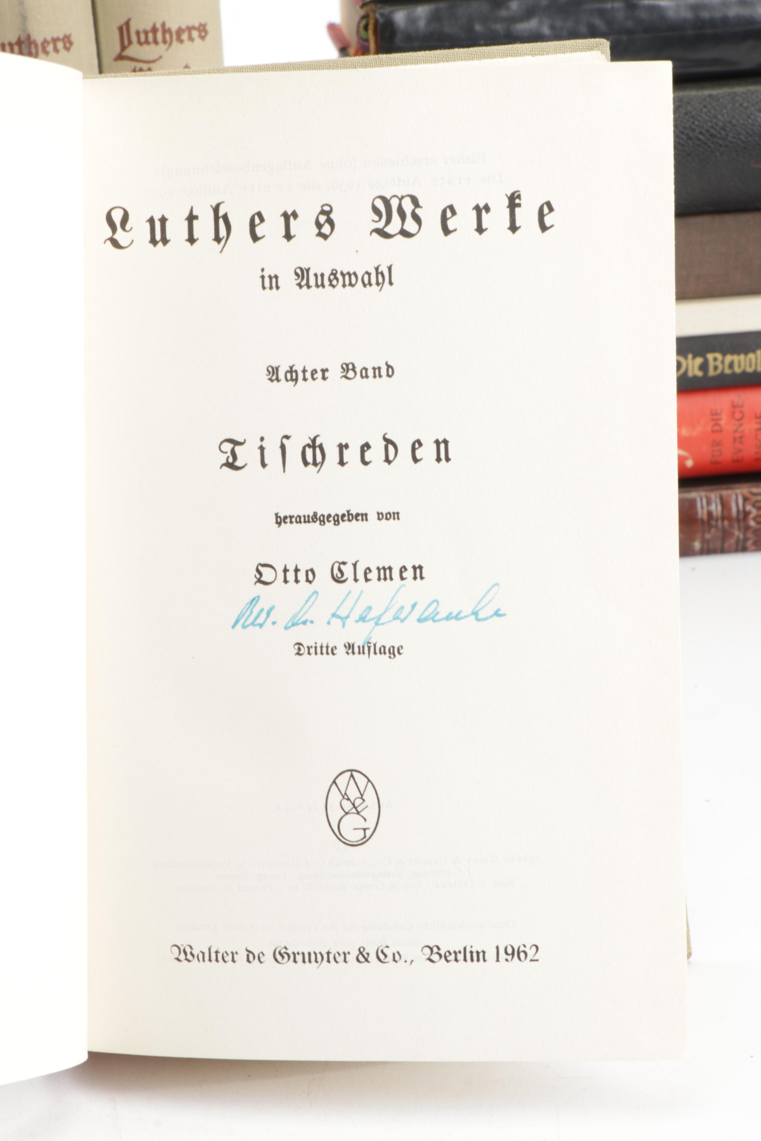 "Luthers Werke" Eight Volume Set and Other Vintage German Religious Books