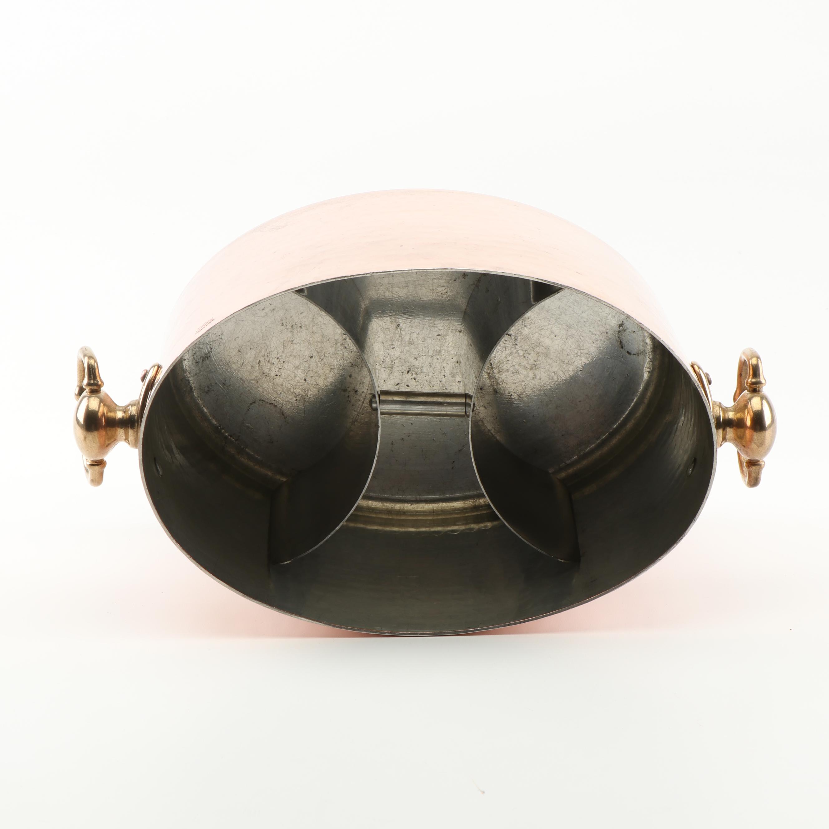 Williams-Sonoma Hammered Copper Double Wine Cooler With Brass Handles