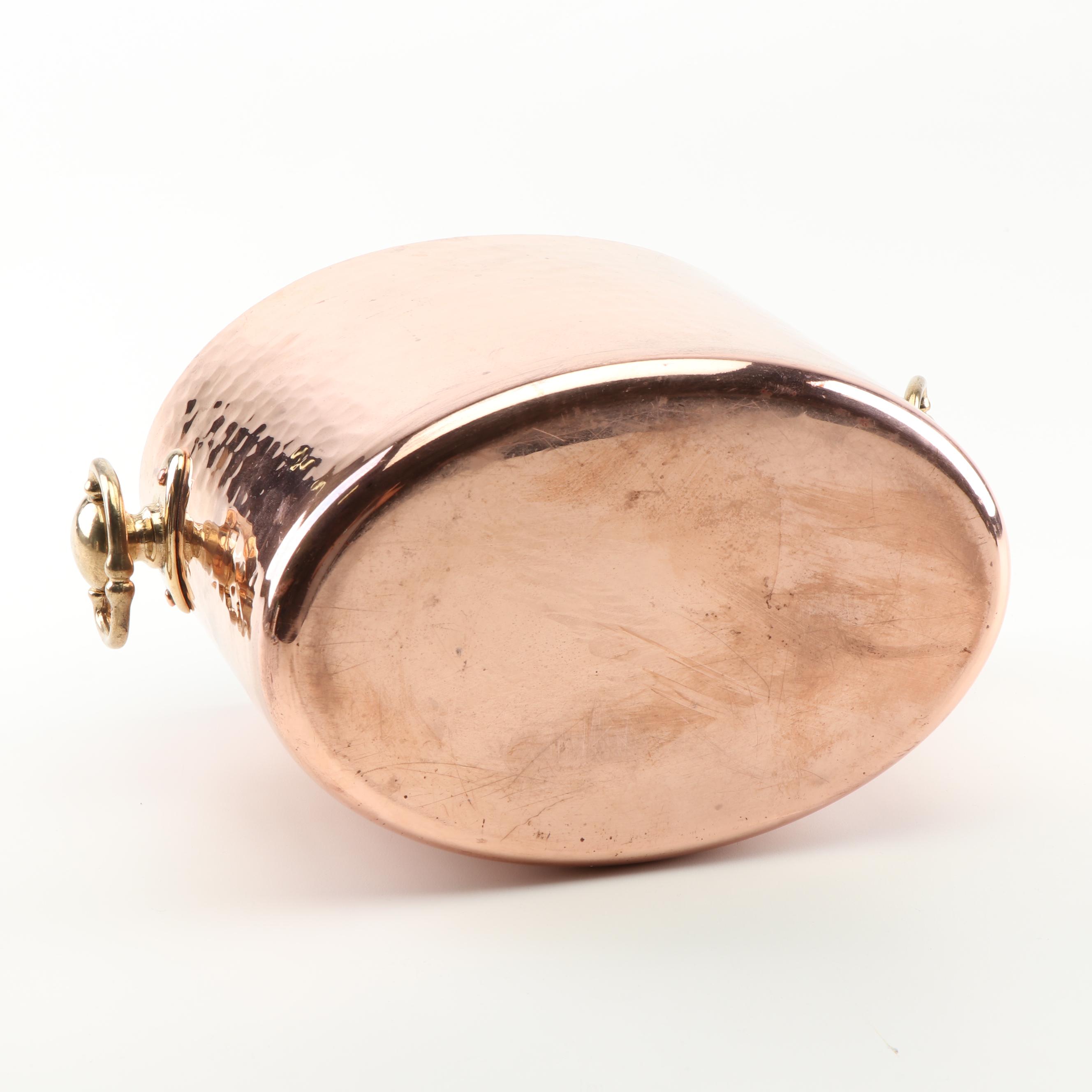 Williams-Sonoma Hammered Copper Double Wine Cooler With Brass Handles