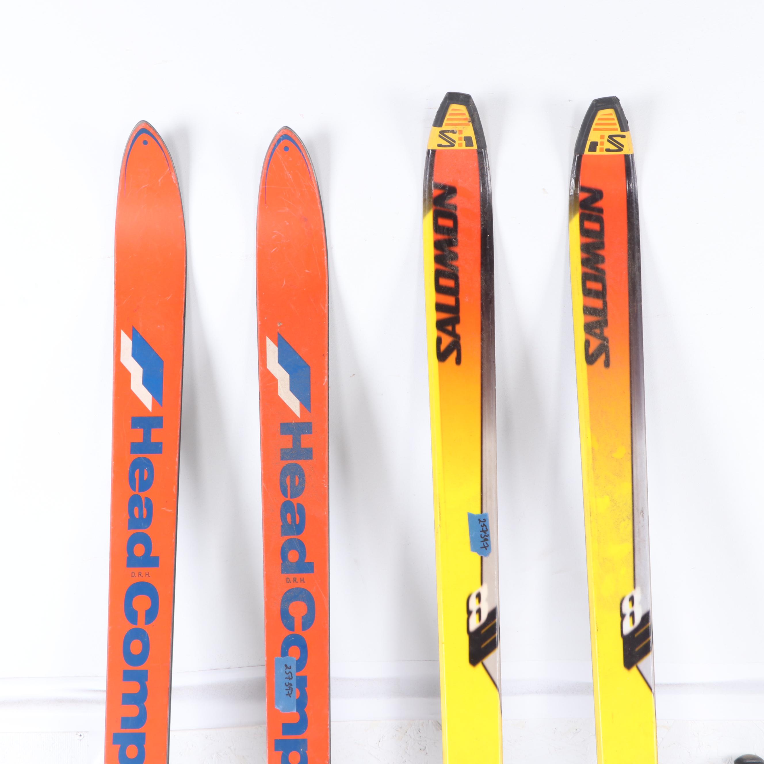 Salomon 8000 and Head Comp SL Skis with Poles